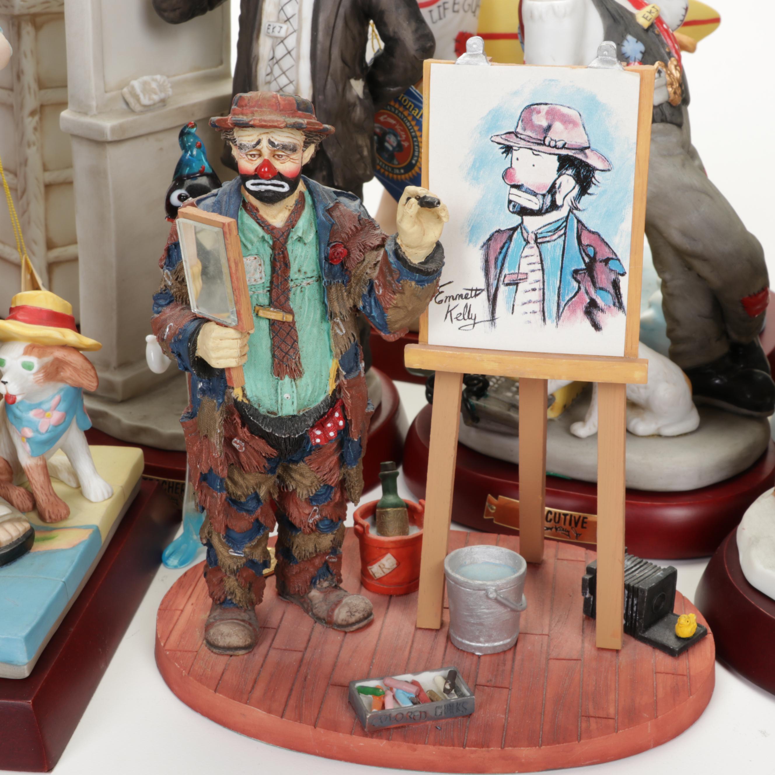 Flambro "The Emmett Kelly Jr." Collection and Other Clown Figurines and Décor