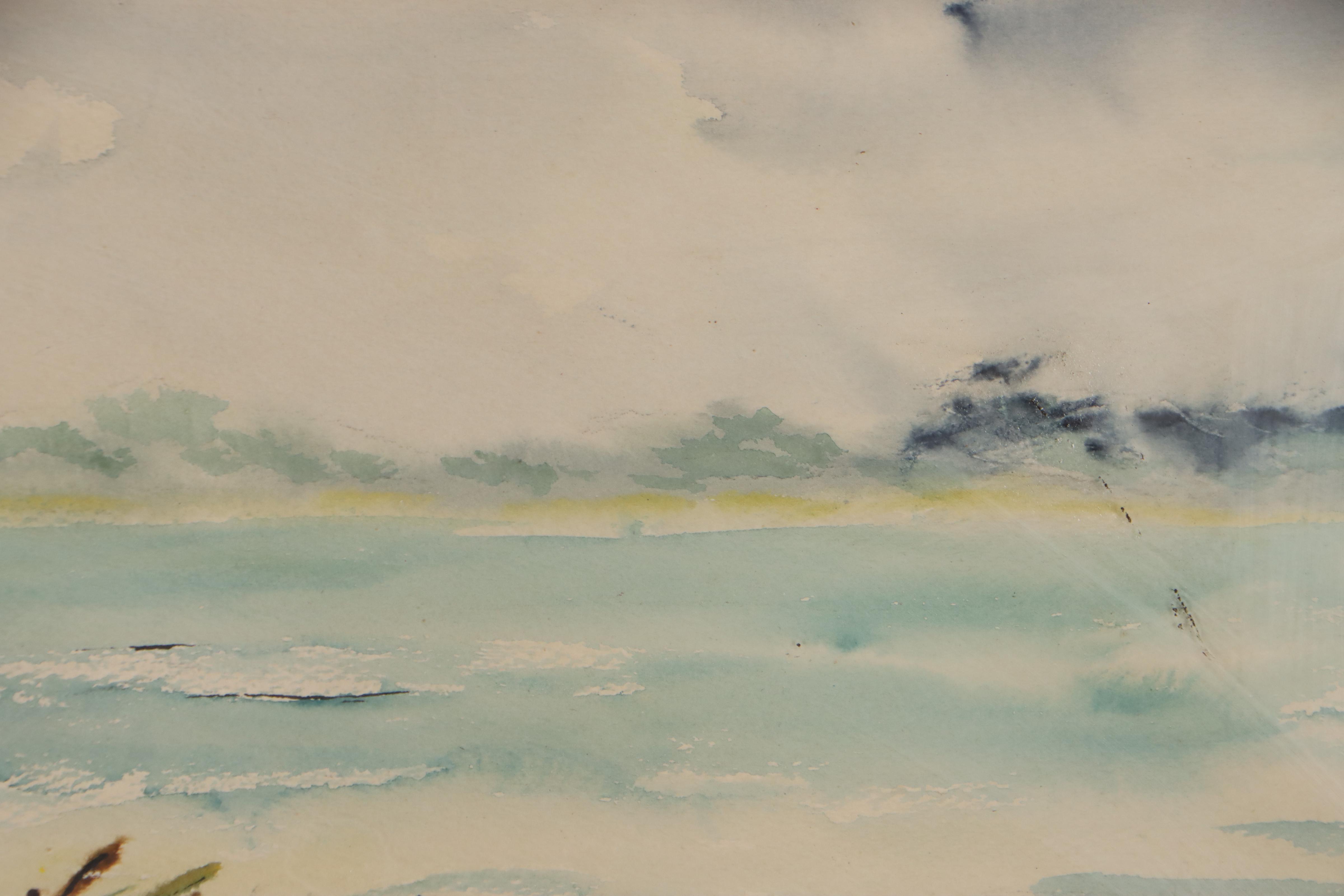E. Hermann Coastal Landscape Watercolor Painting