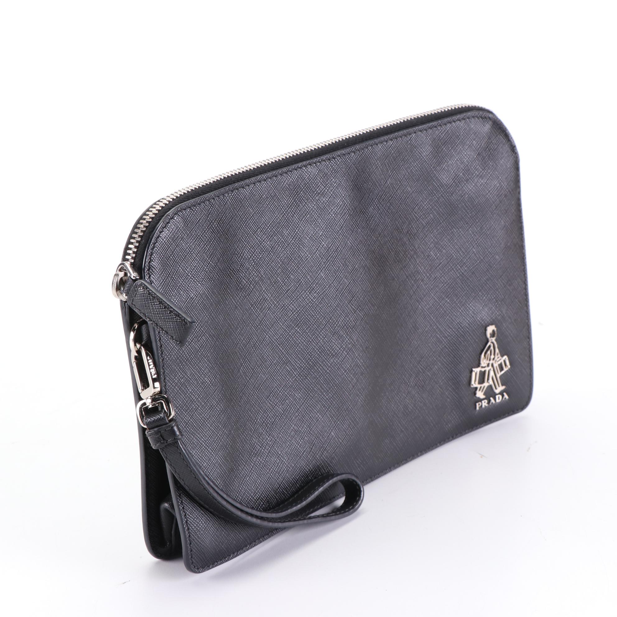 Prada Saffiano Leather Wristlet