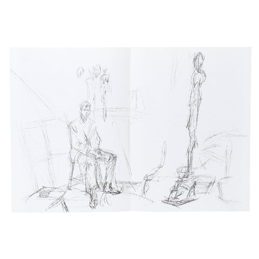 Alberto Giacometti Double-Page Lithograph for "Derrière le Miroir," 1961