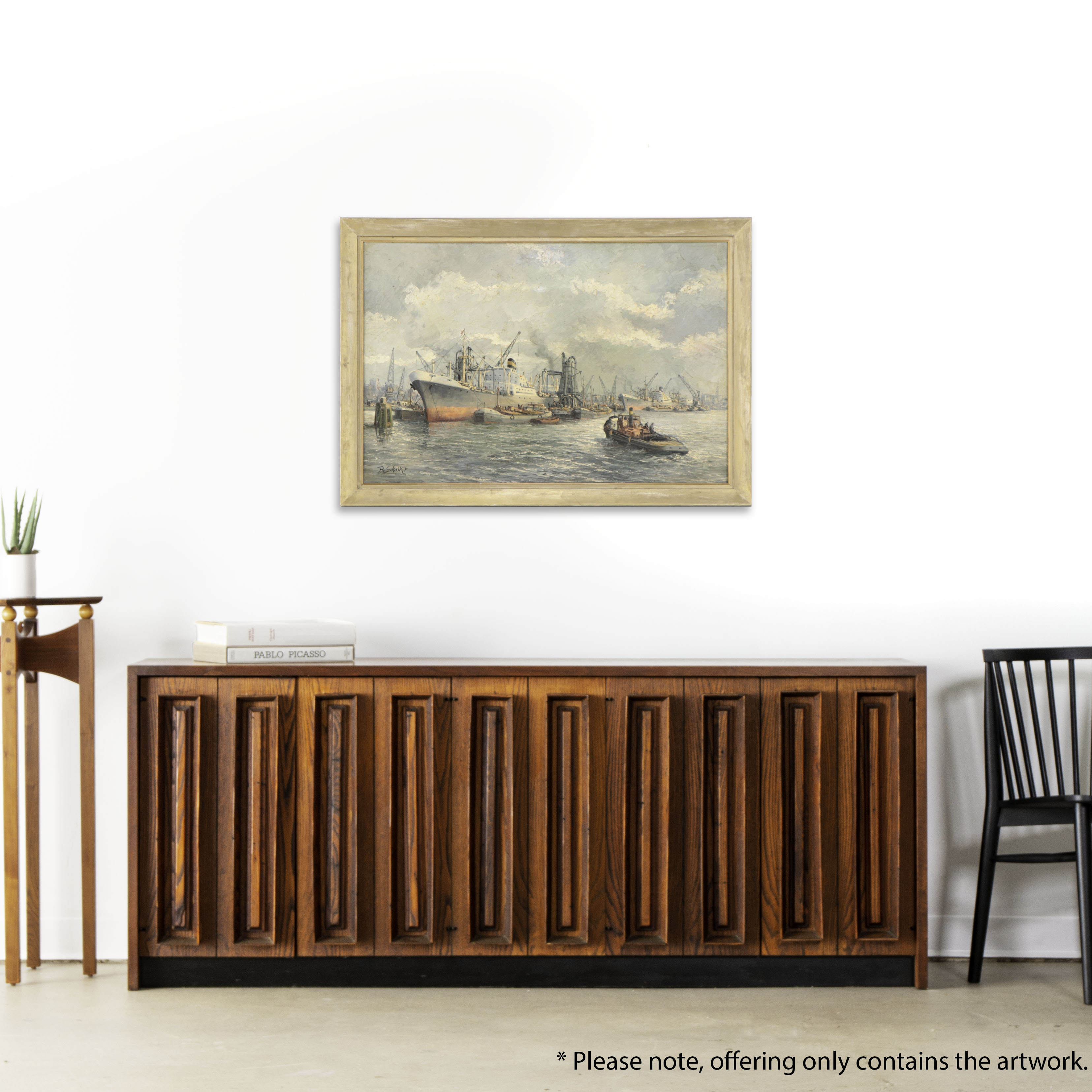 Pieter Van Schaik Jr. Oil Painting "Seascape Painting," Mid-20th Century