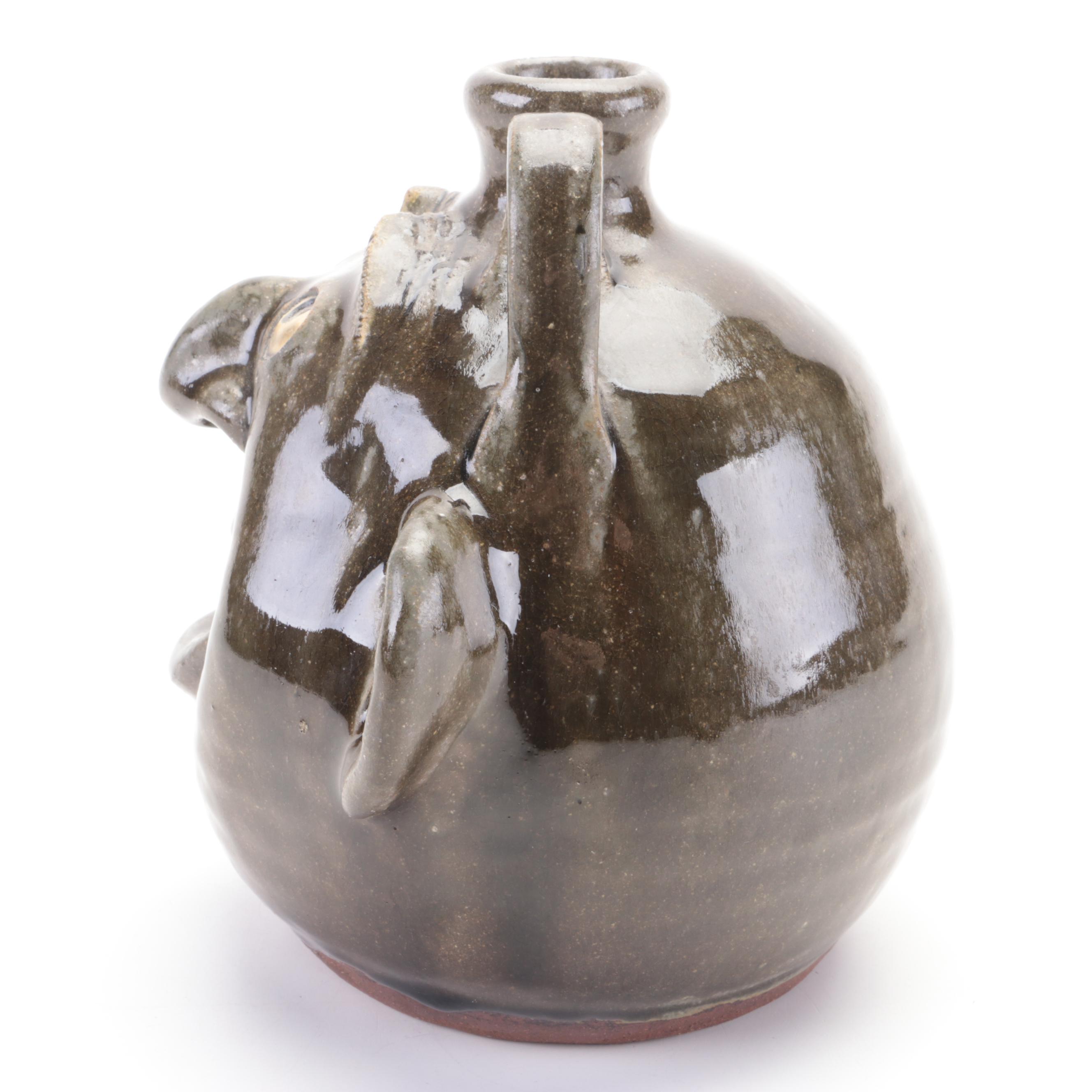 Michael A Crocker and Melvin Crocker Art Pottery Face Jug, 1996