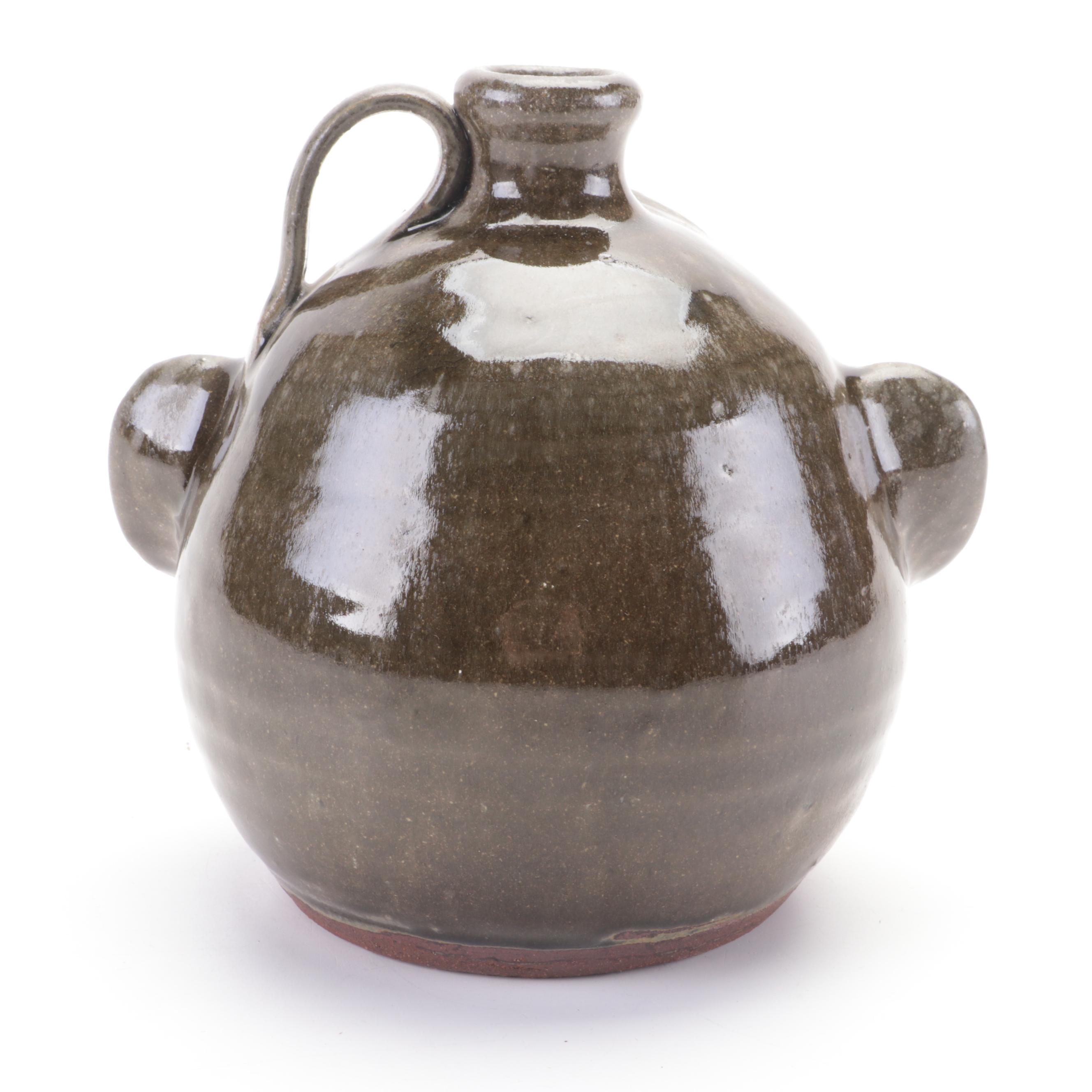 Michael A Crocker and Melvin Crocker Art Pottery Face Jug, 1996