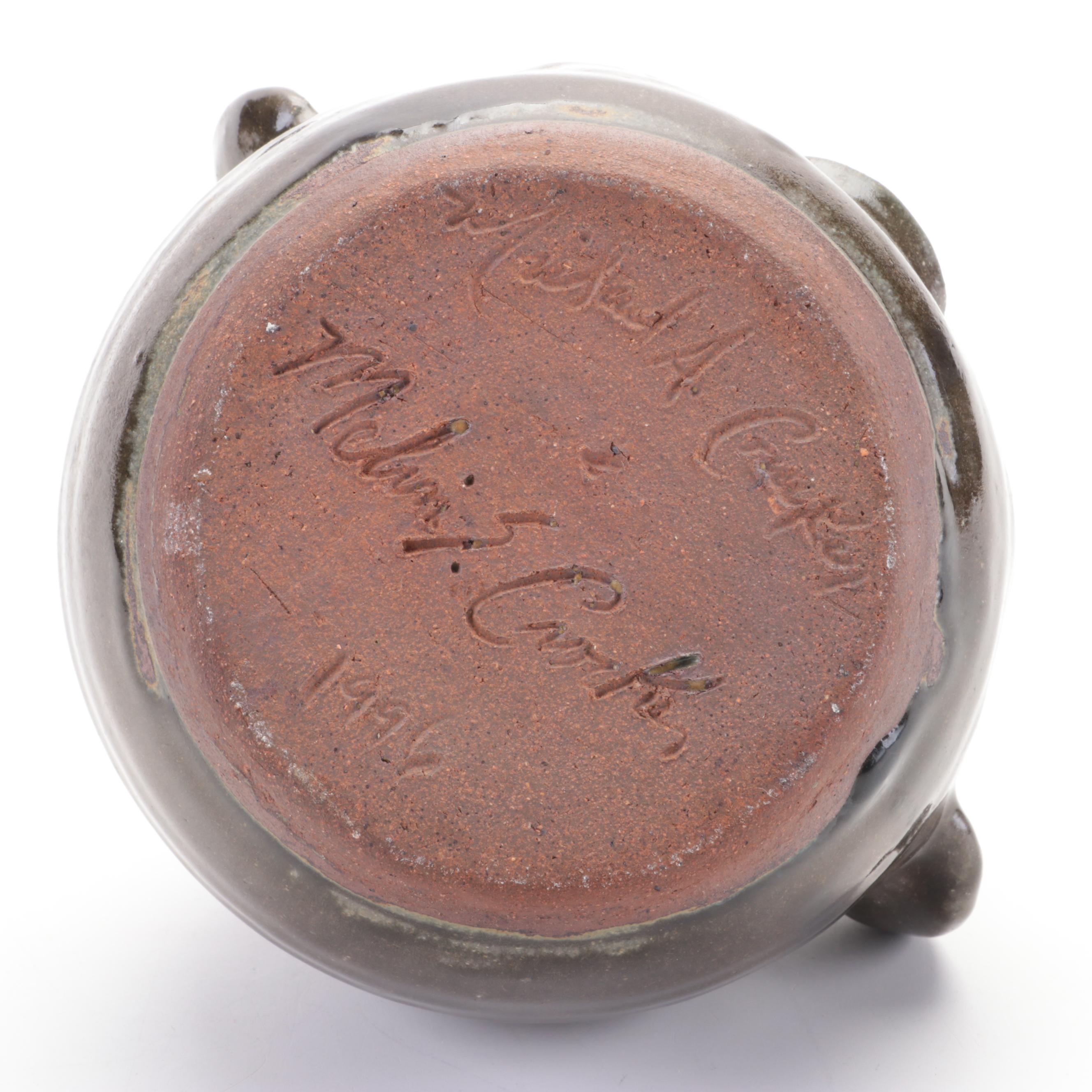 Michael A Crocker and Melvin Crocker Art Pottery Face Jug, 1996