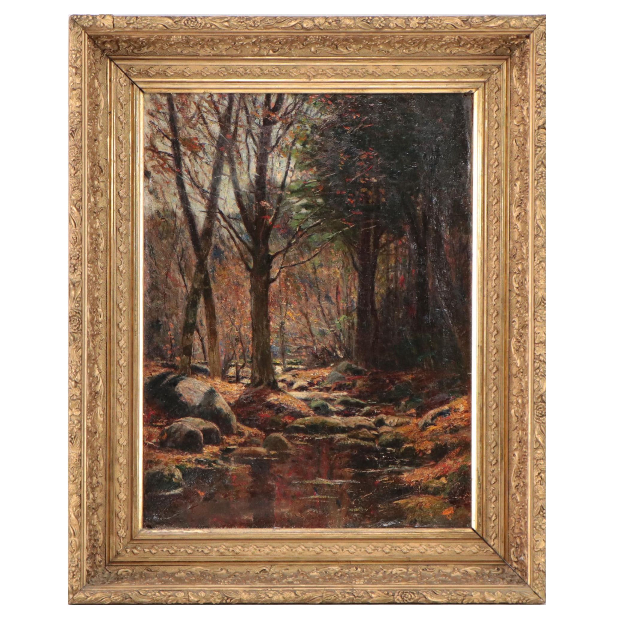 Forest Interior Oil Painting, 19th Century