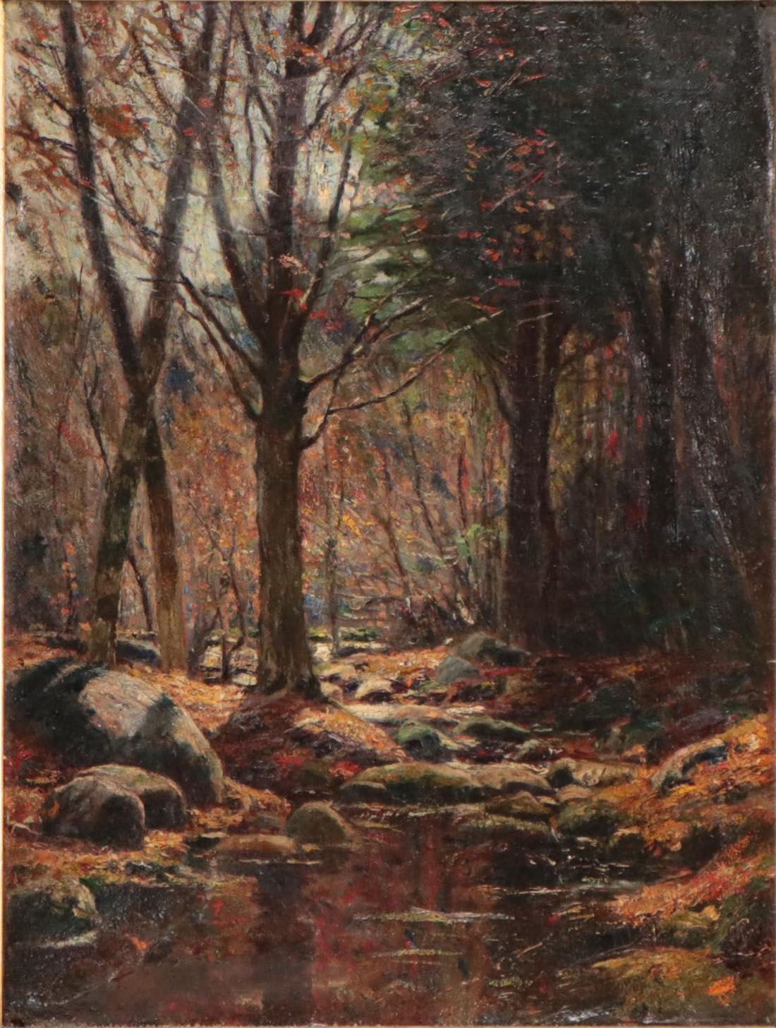 Forest Interior Oil Painting, 19th Century