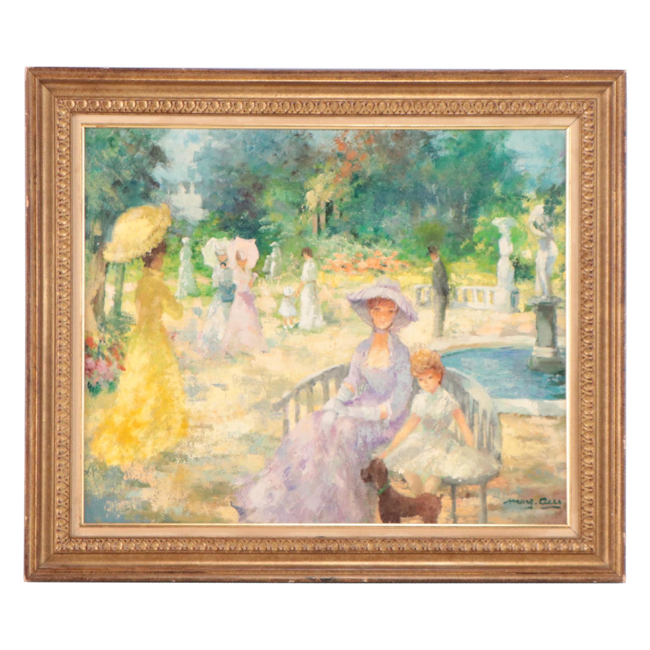 Marguerite Aers Impressionist Style Oil Painting of Park Scene