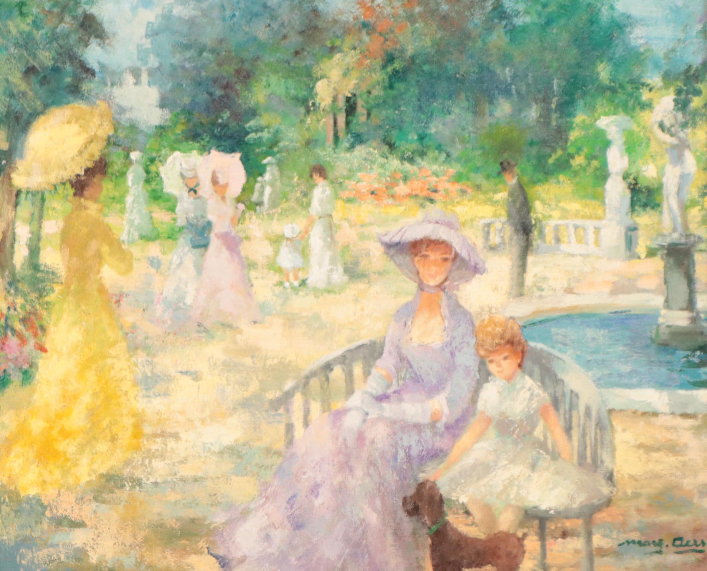 Marguerite Aers Impressionist Style Oil Painting of Park Scene