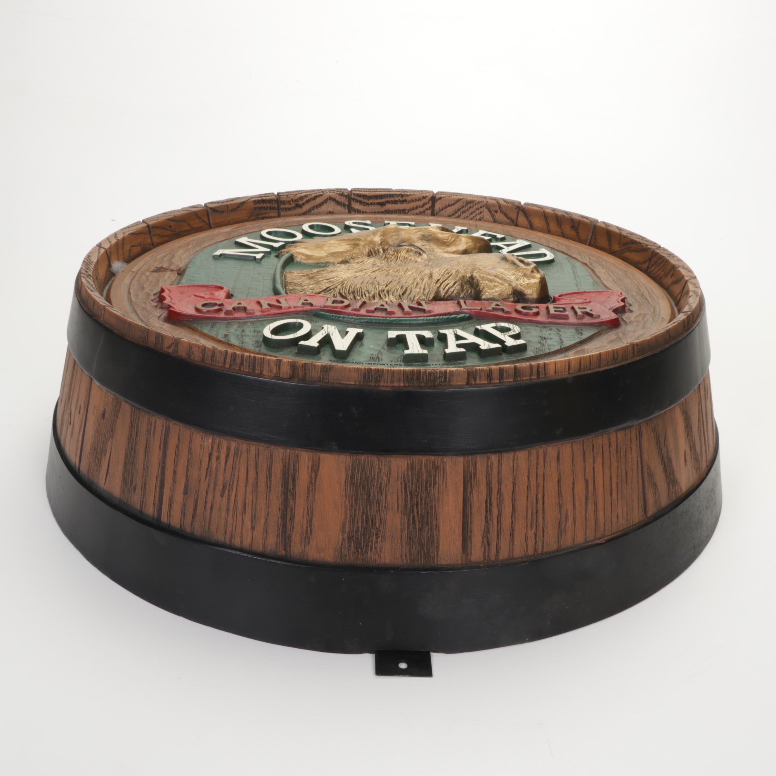 Moosehead Canadian Lager Beer Barrel Bar Sign