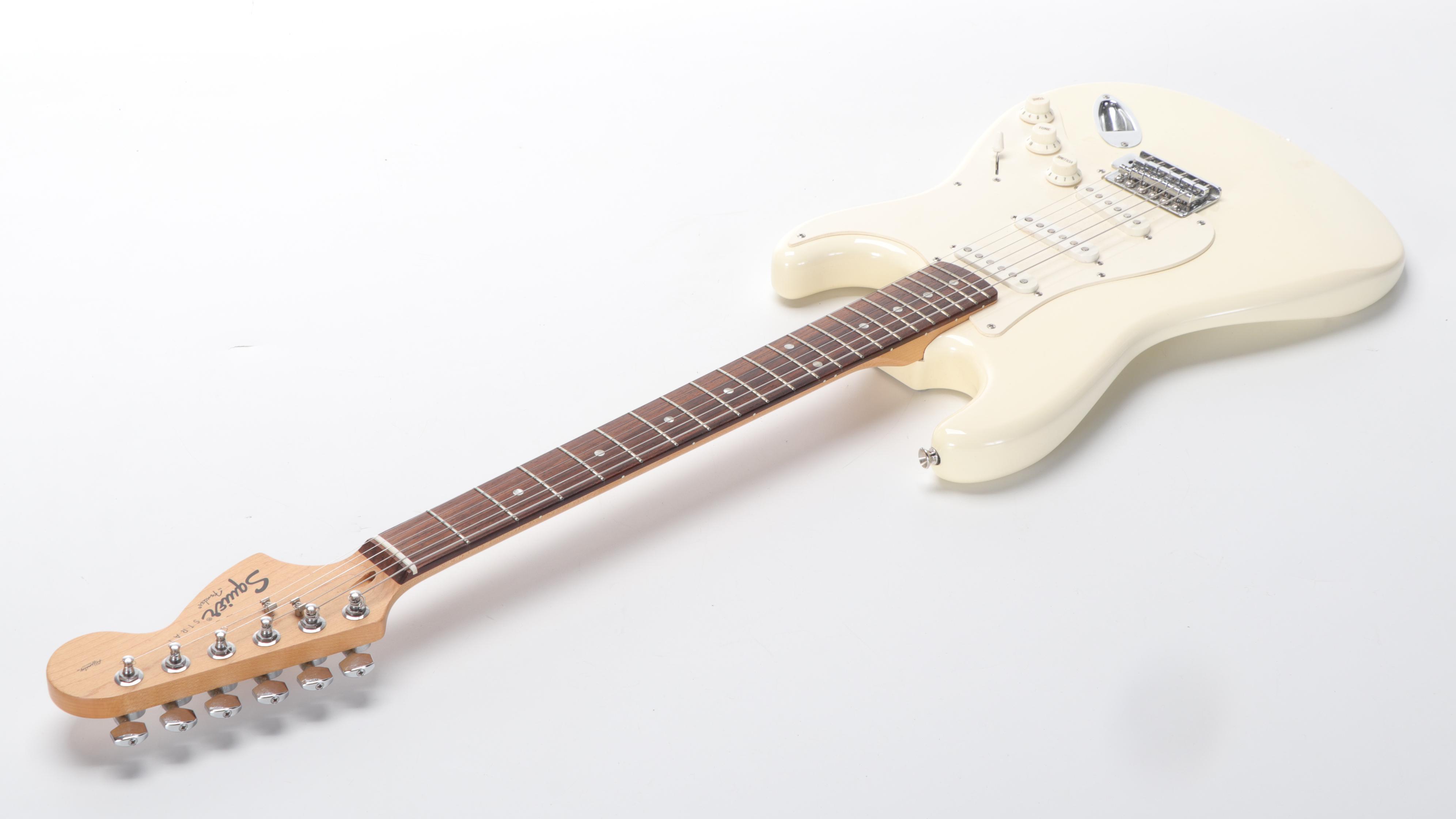 Squier Strat by Fender Affinity Series Electric Guitar With Case and Stand