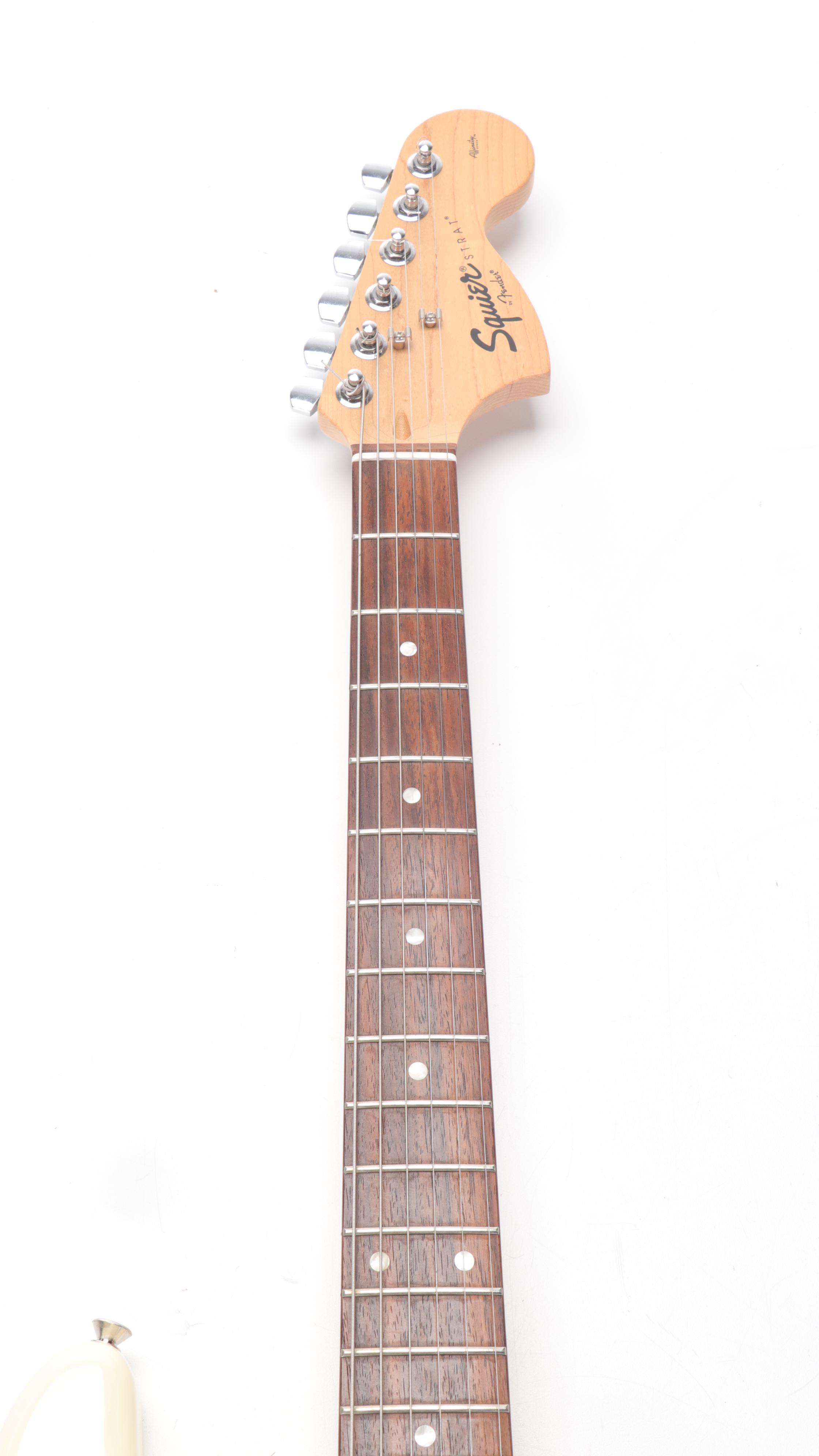 Squier Strat by Fender Affinity Series Electric Guitar With Case and Stand