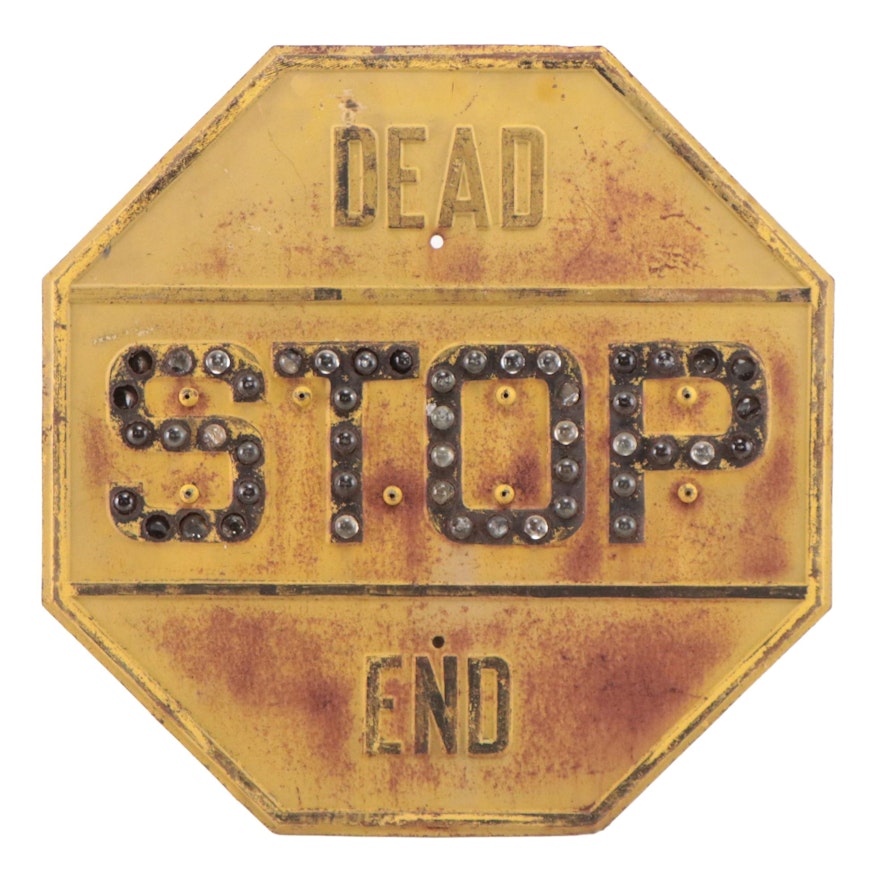 Dead End Stop Sign with Glass Marbles, 1950s