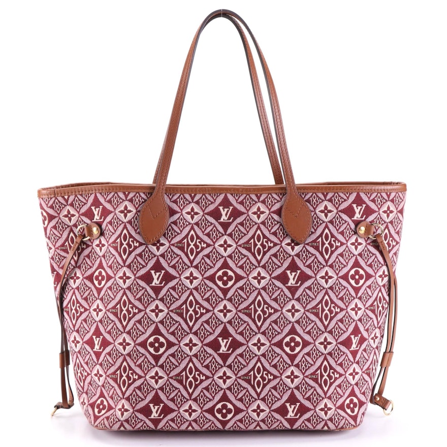 Louis Vuitton Neverfull MM in Bordeaux Monogram Jacquard 1854 and Brown Leather