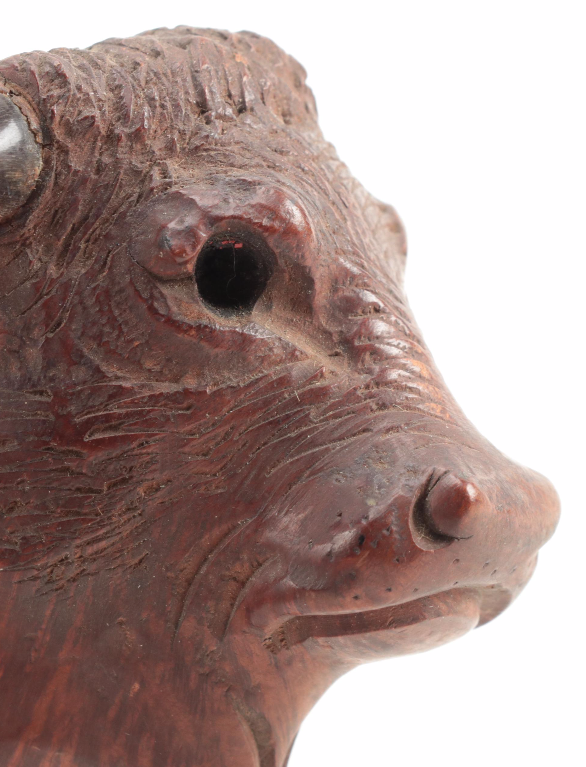 German Black Forest Carved Wood Meerschaum Pipe with Other Figural Pipes