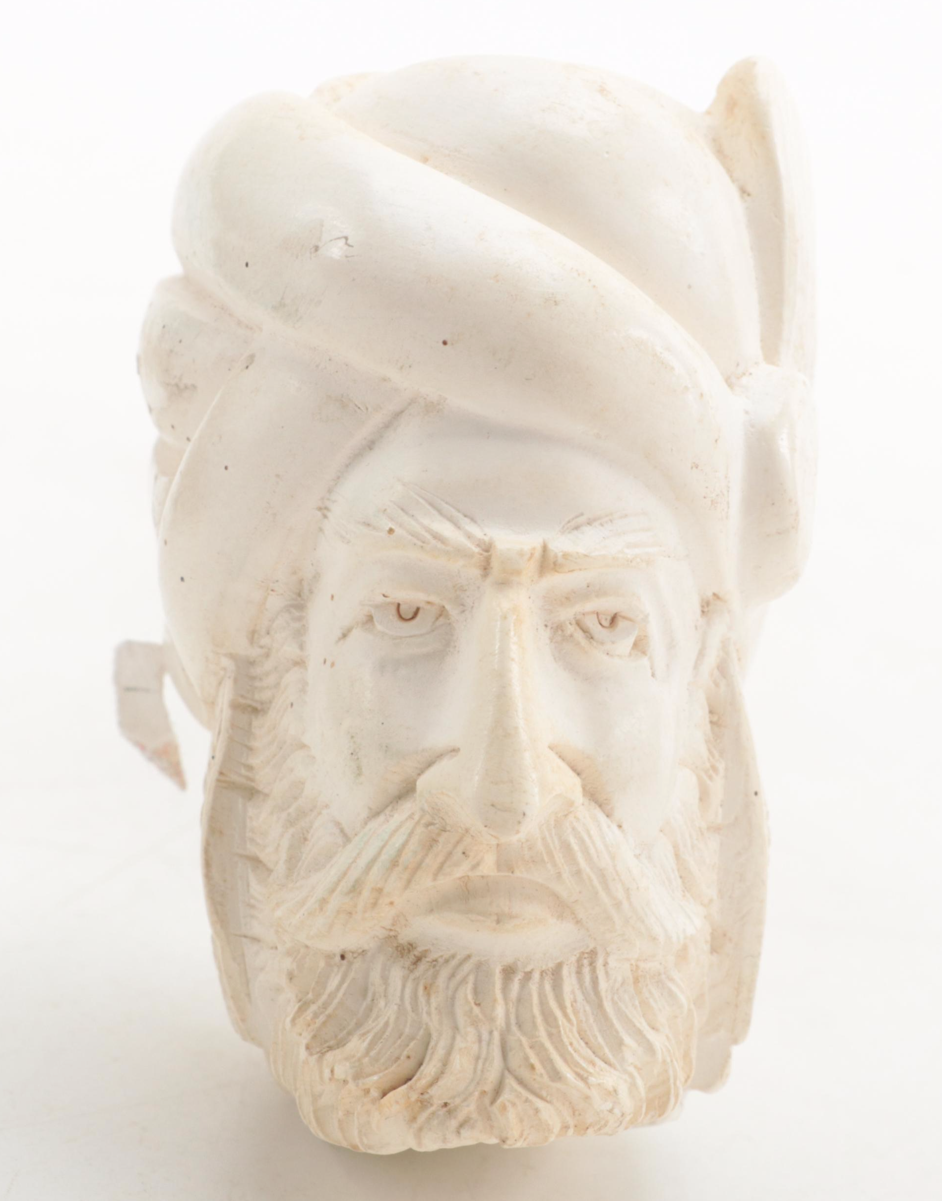 German Black Forest Carved Wood Meerschaum Pipe with Other Figural Pipes