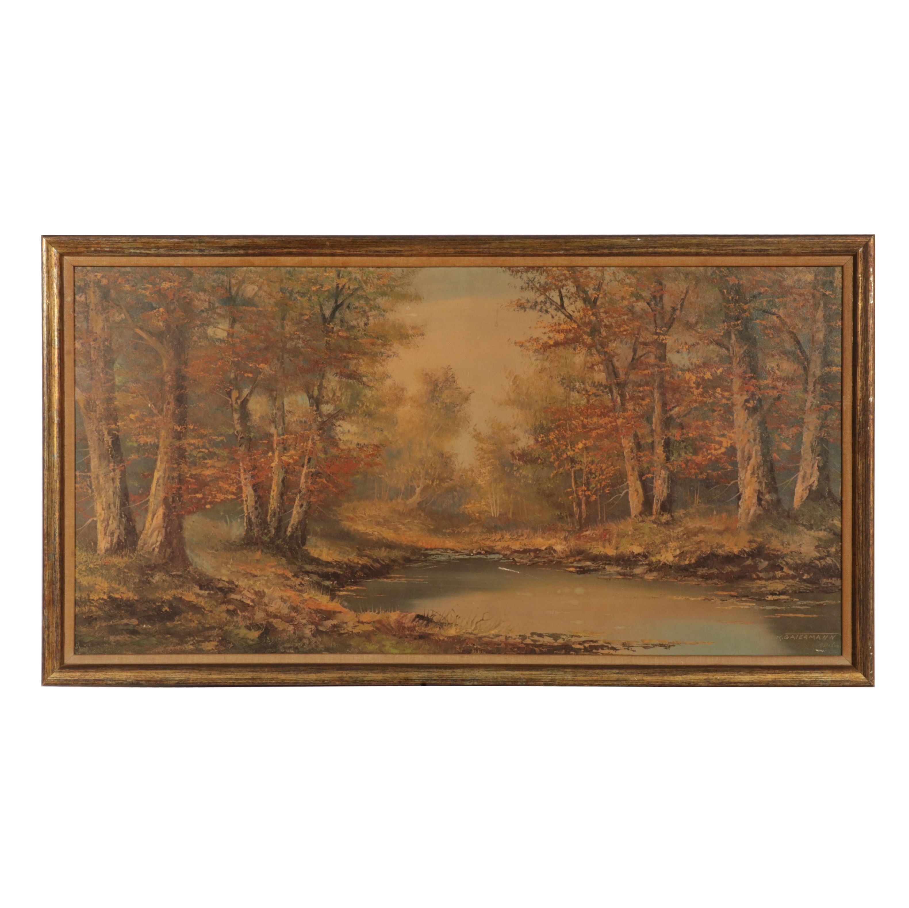 Offset Lithograph After Karl Gatermann "Wooded Wonderland," Late 20th Century