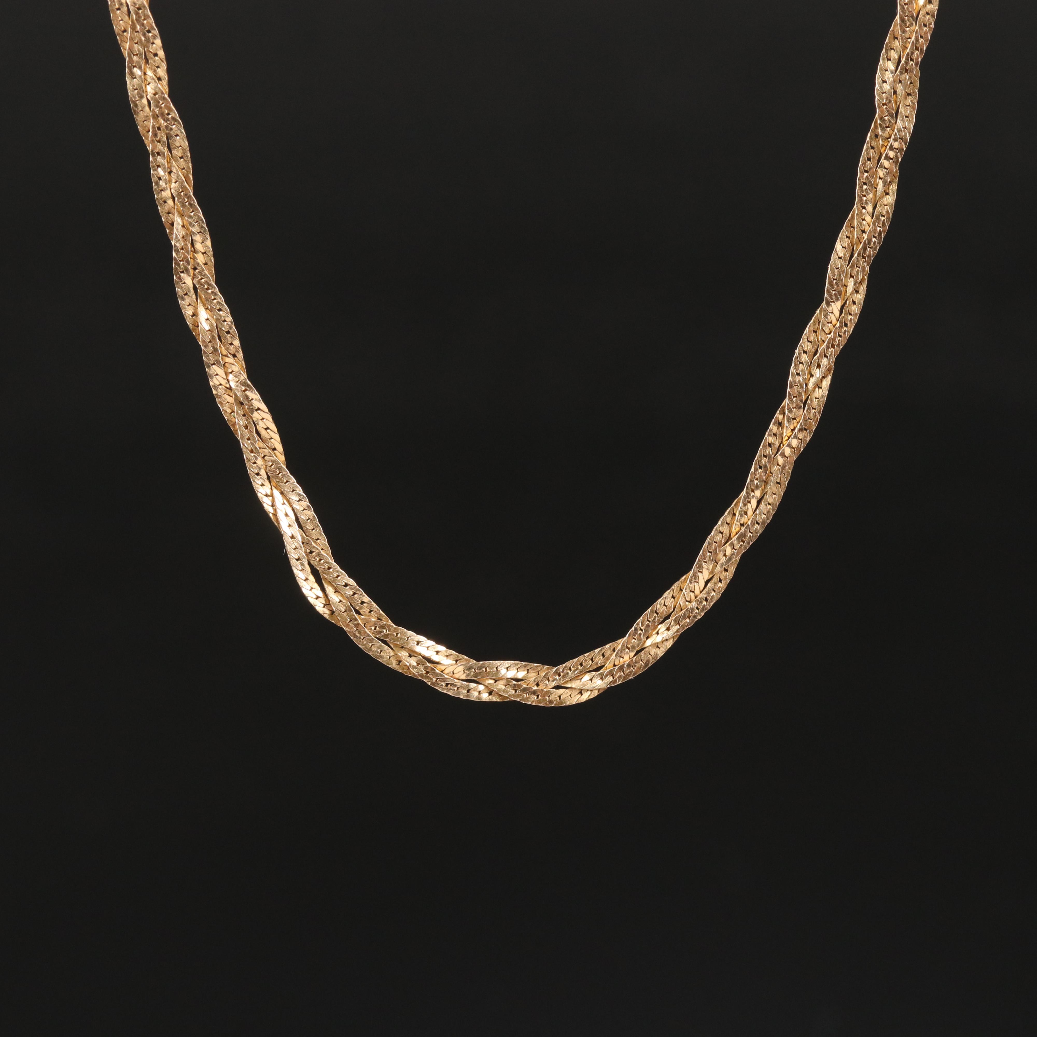 14K Braided Herringbone Chain Necklace