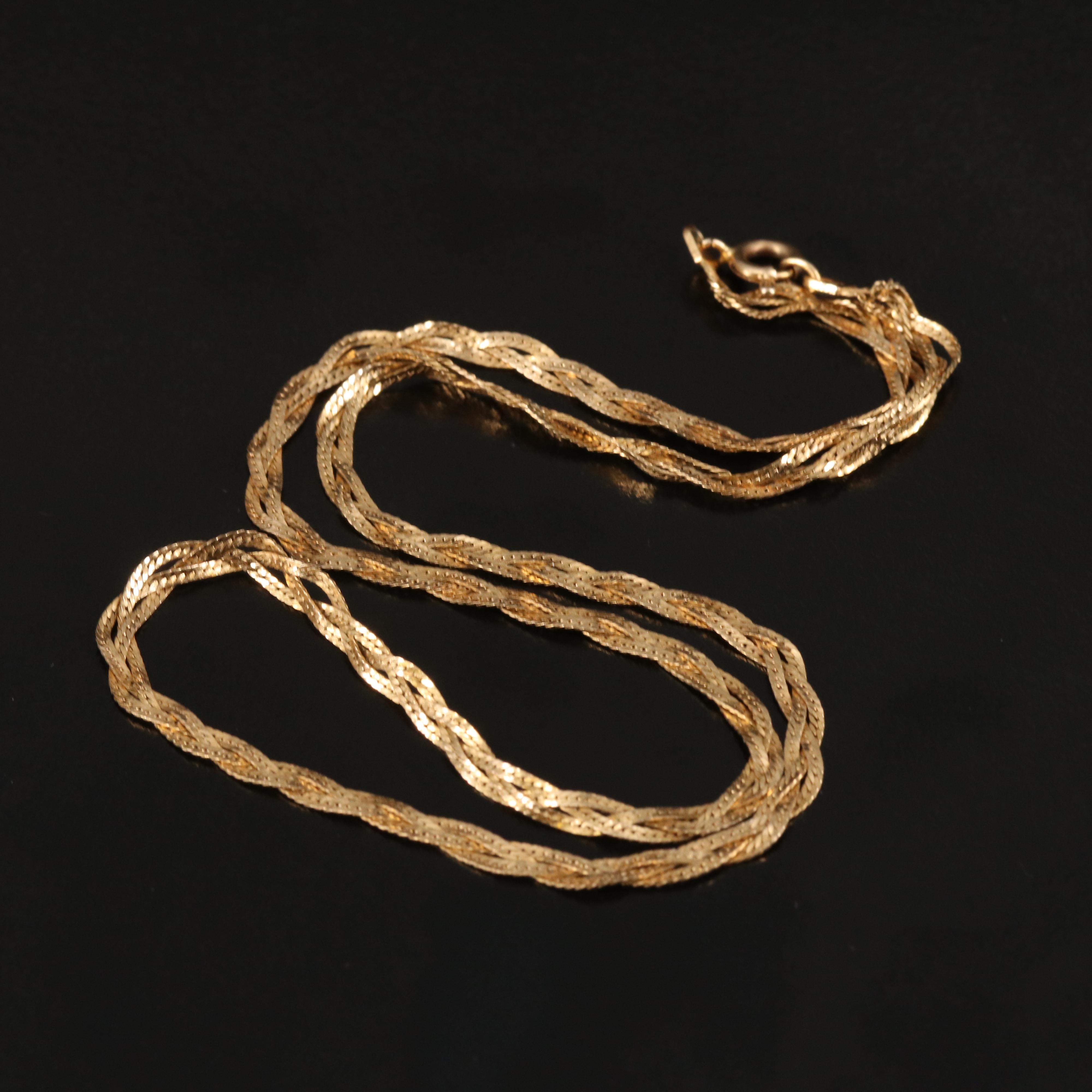 14K Braided Herringbone Chain Necklace