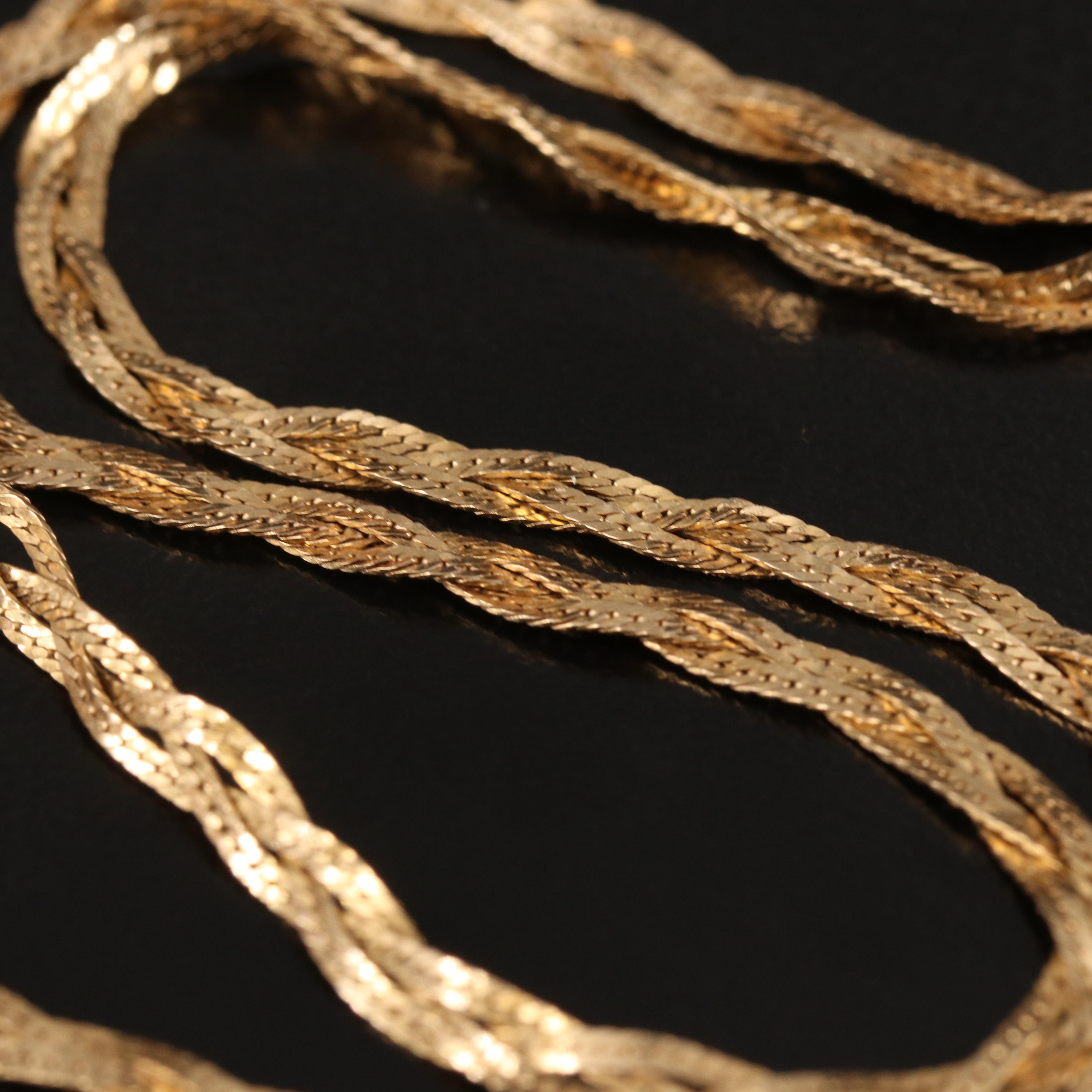14K Braided Herringbone Chain Necklace