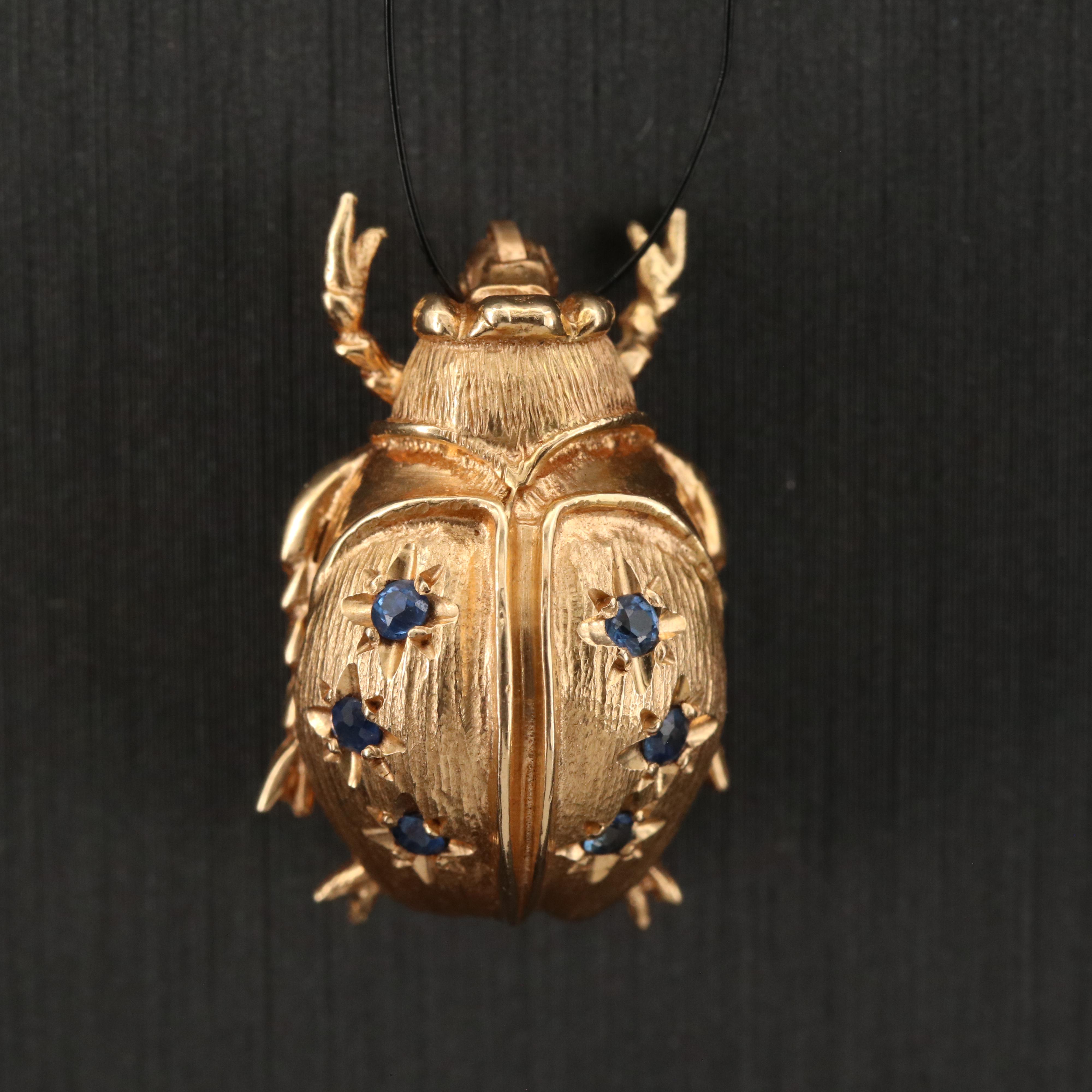 14K Sapphire Ladybug Brooch