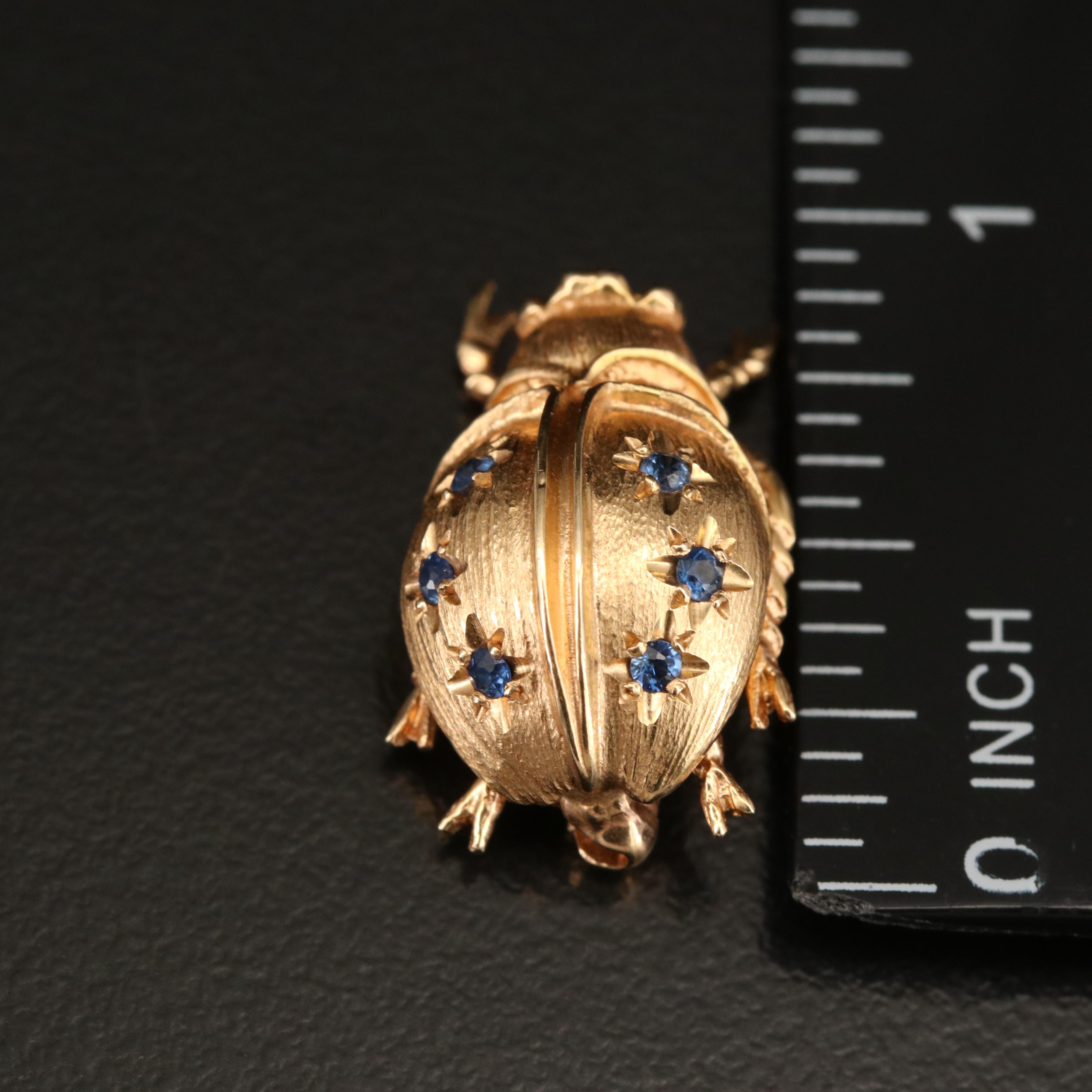 14K Sapphire Ladybug Brooch