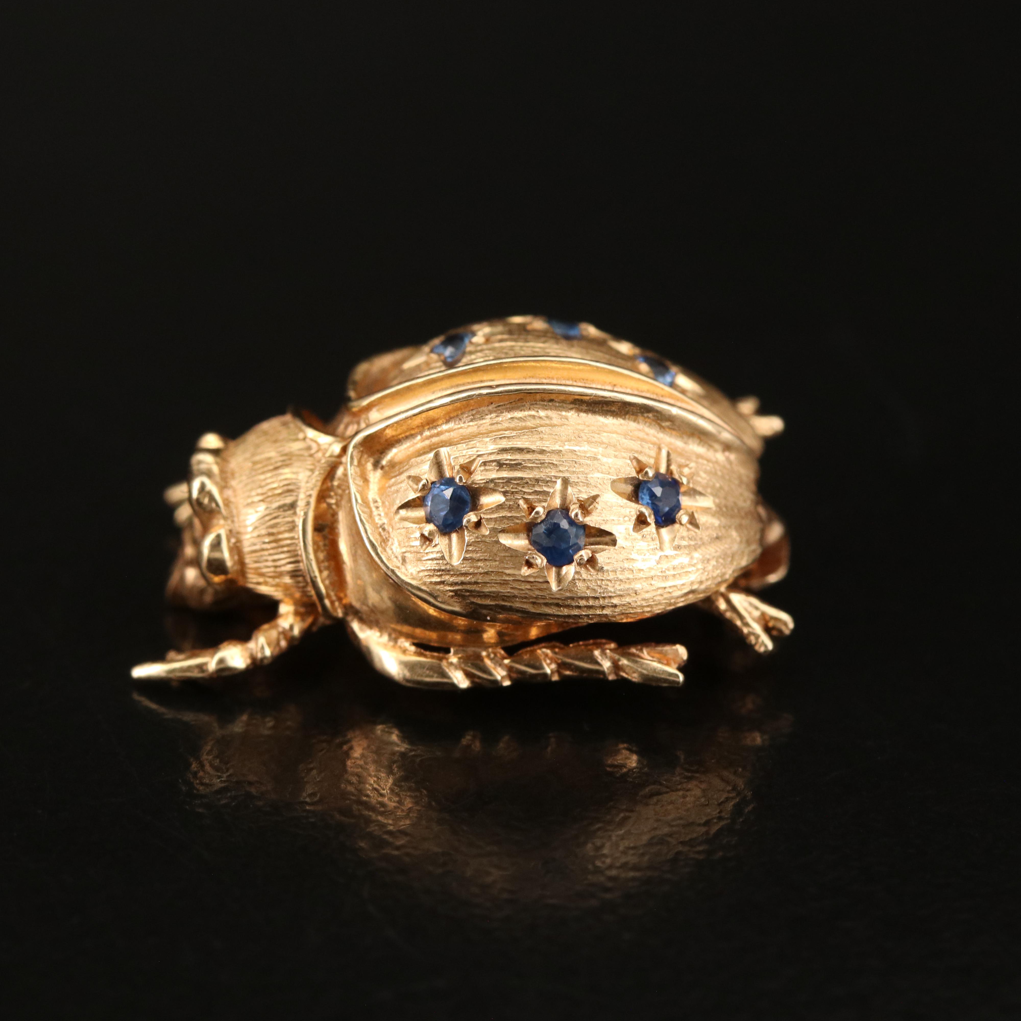 14K Sapphire Ladybug Brooch