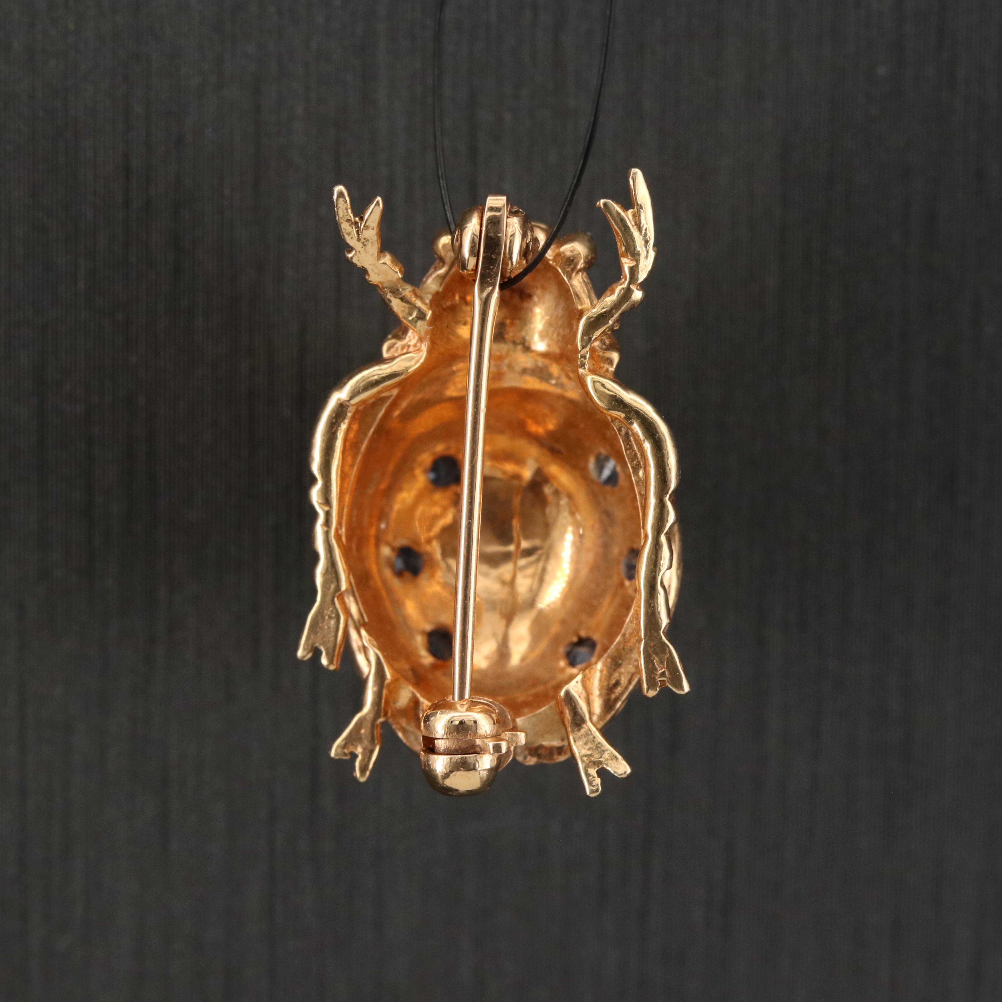 14K Sapphire Ladybug Brooch