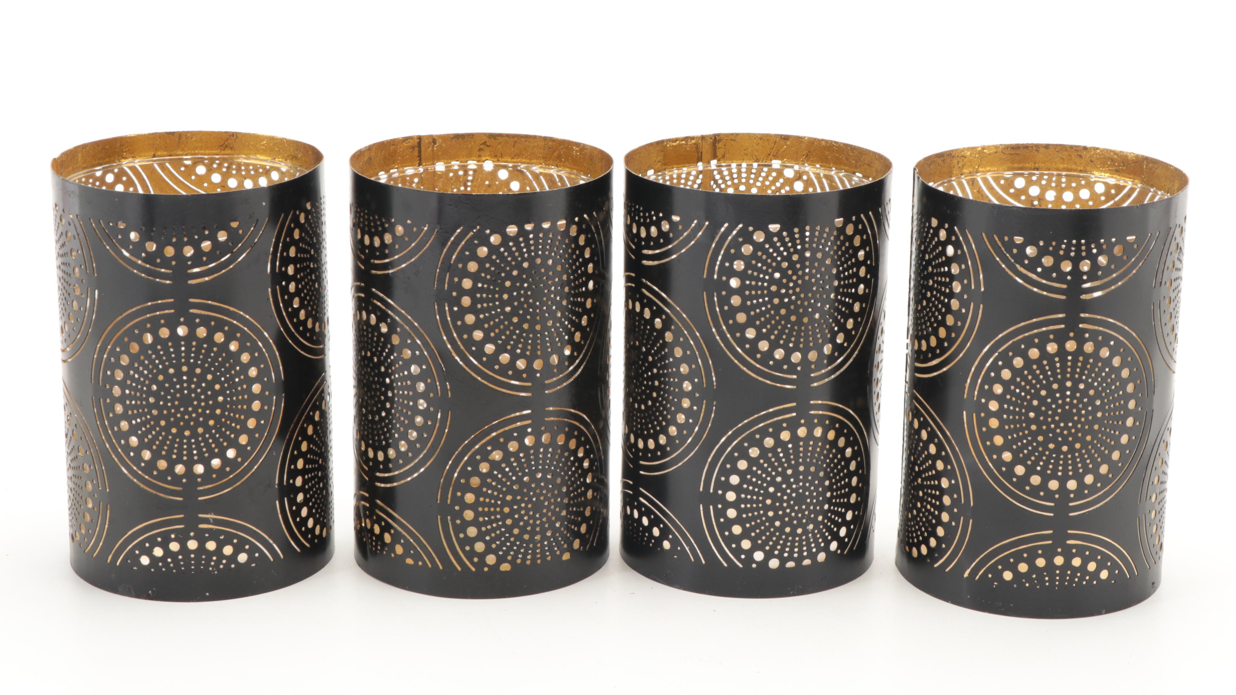 Indian Metal Candle Holder with Glass Inset Collection