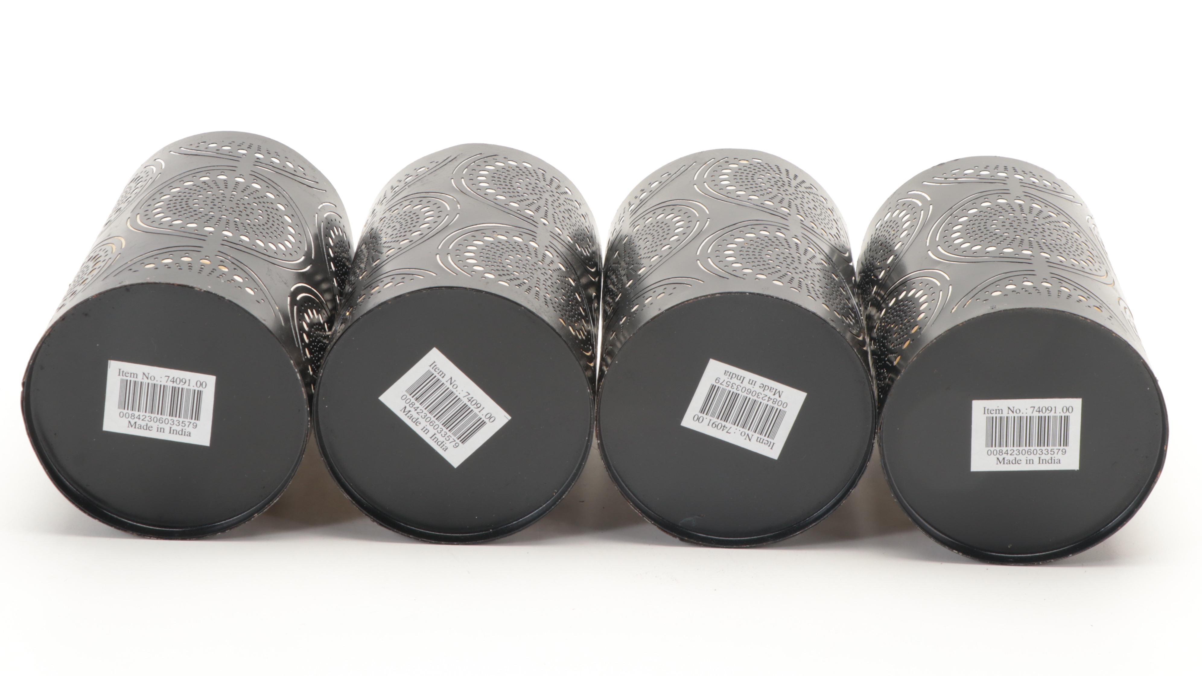 Indian Metal Candle Holder with Glass Inset Collection