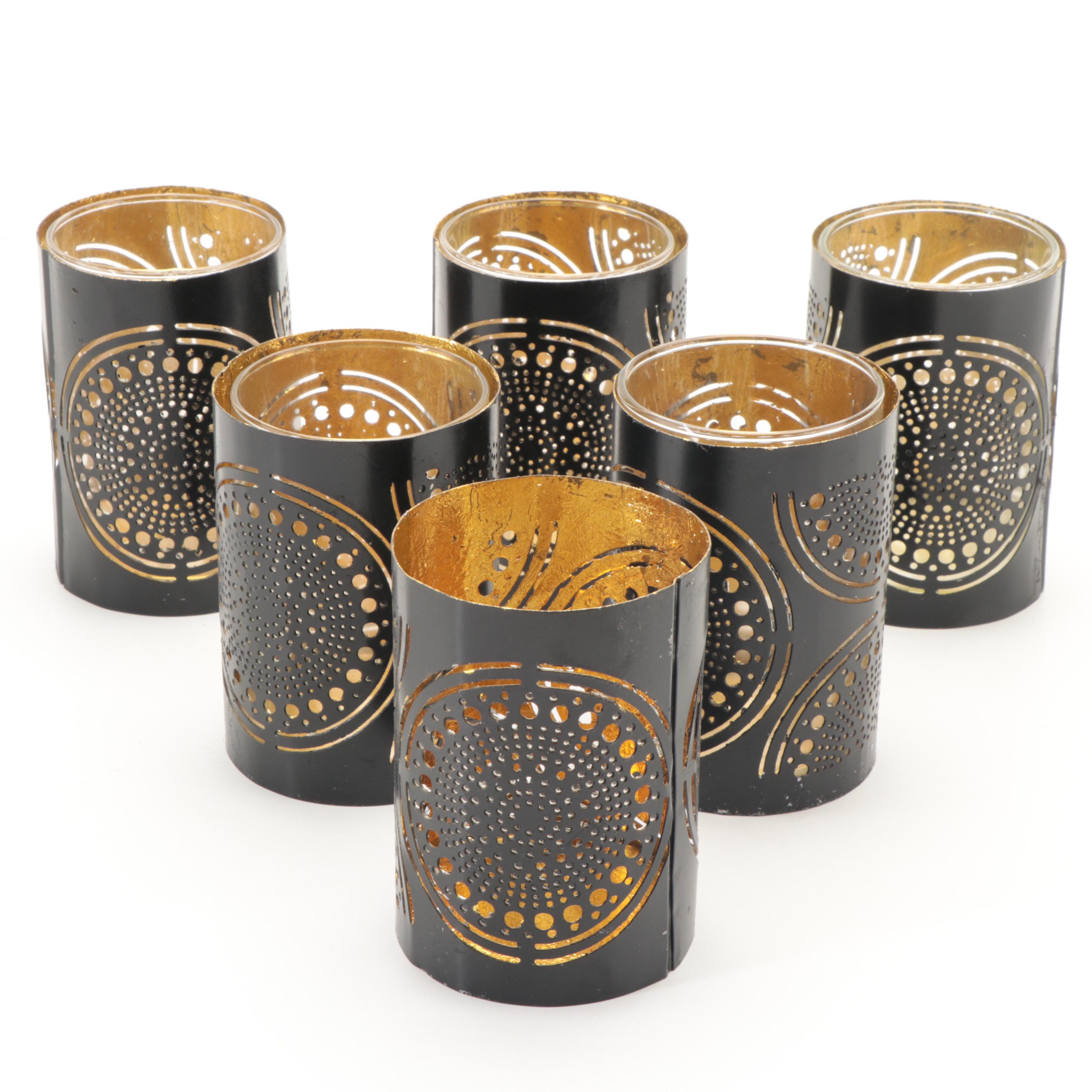 Indian Metal Candle Holder with Glass Inset Collection