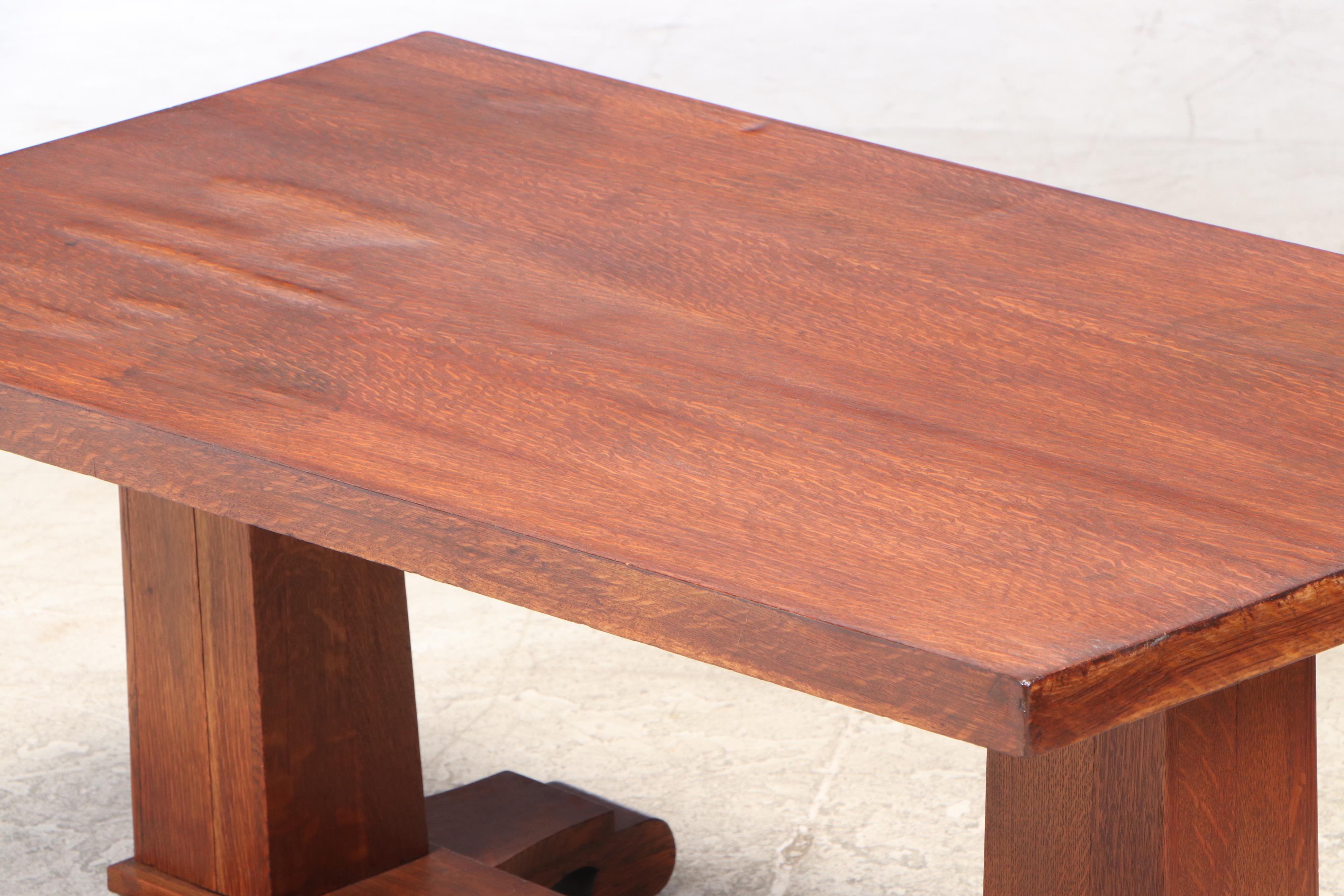 Empire Revival Oak DoublePedestal Library Table, Early 20th Century EBTH