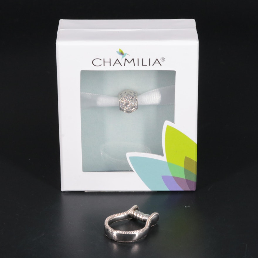 Chamilia Sterling Silver Ring With Interchangeable Charm