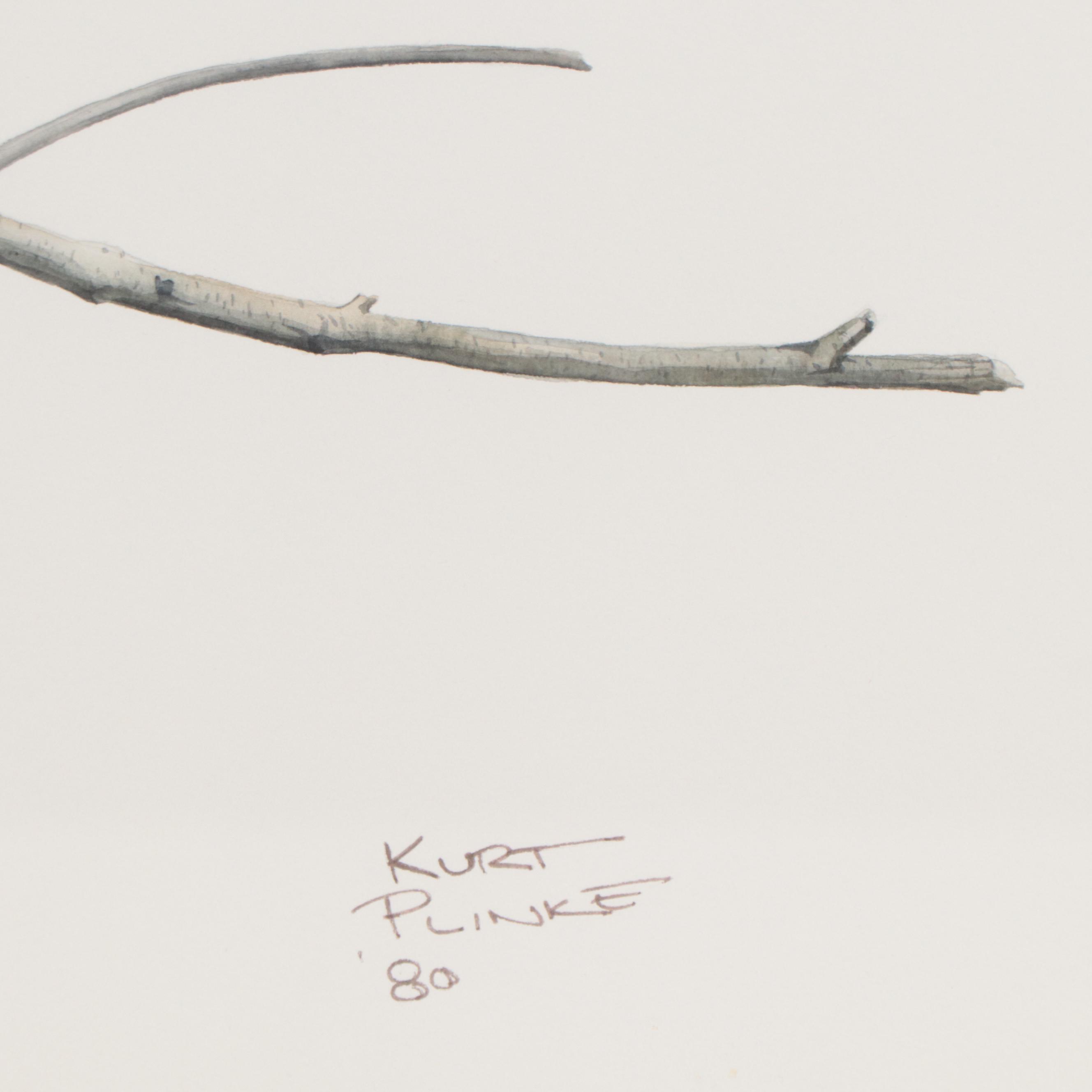 Kurt Plinke Watercolor Painting of Bird, 1980