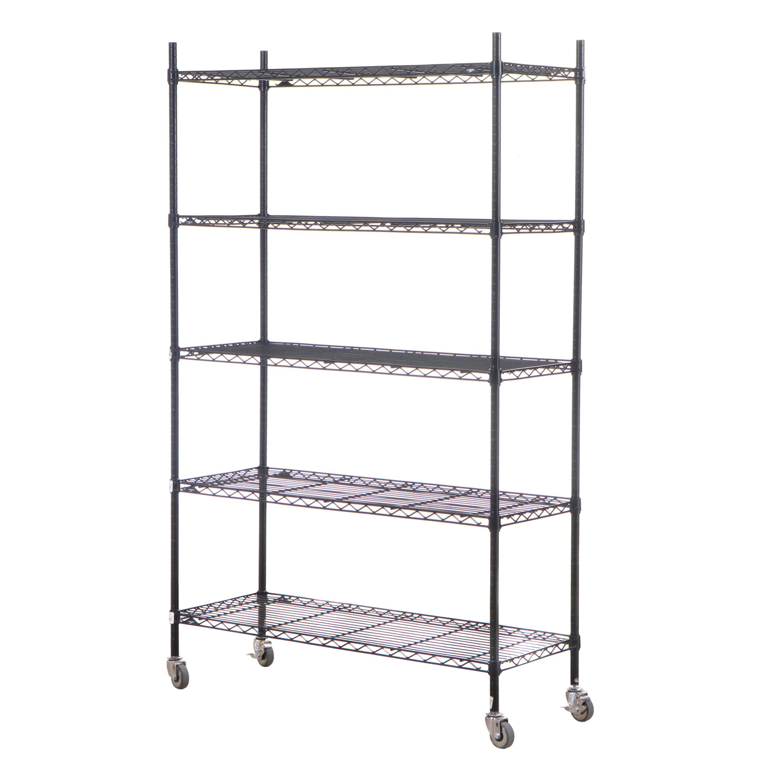 InterMetro Black Metal Rolling Shelving Rack
