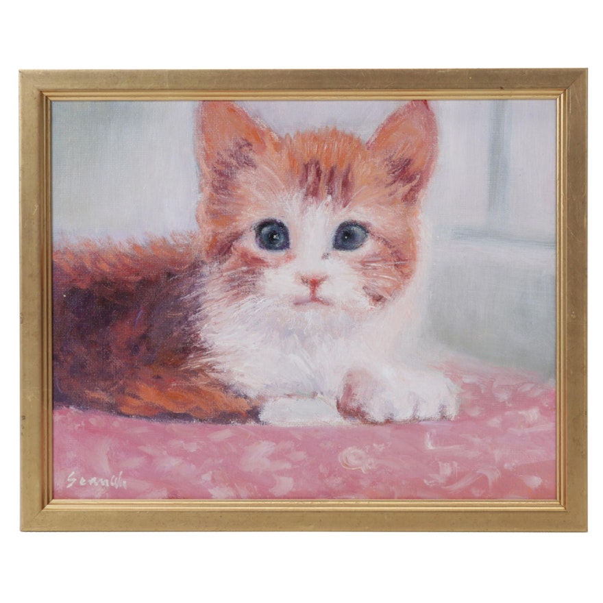 Sean Wu Portrait Oil Painting of Kitten, 2022