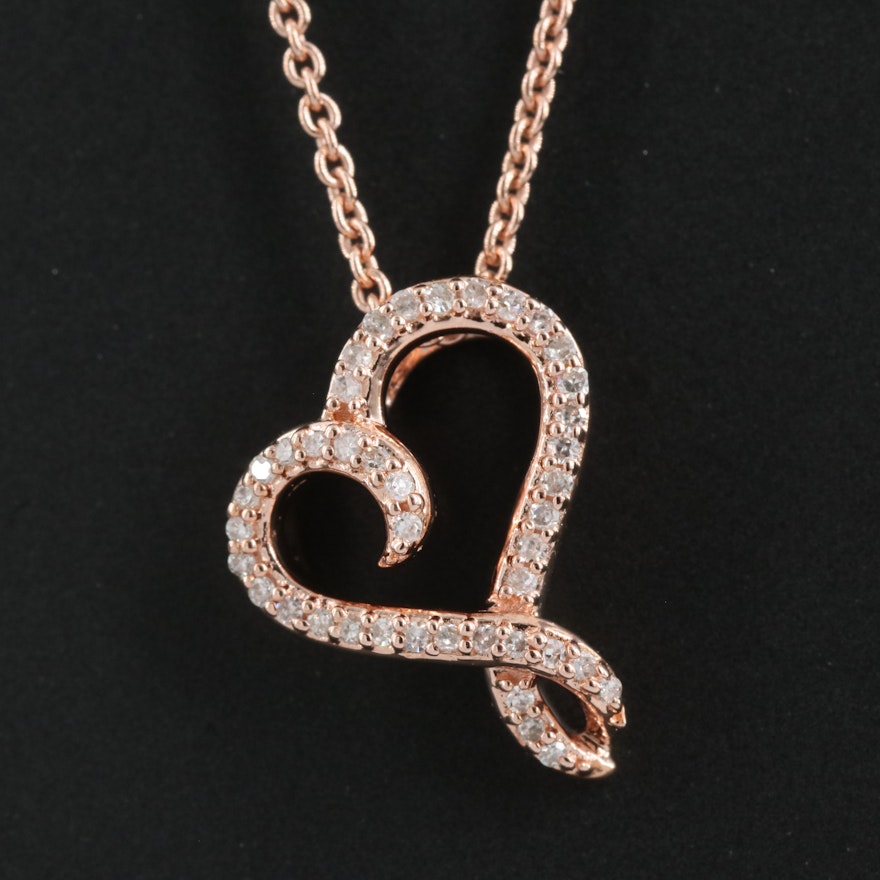 Sterling Diamond Heart Necklace