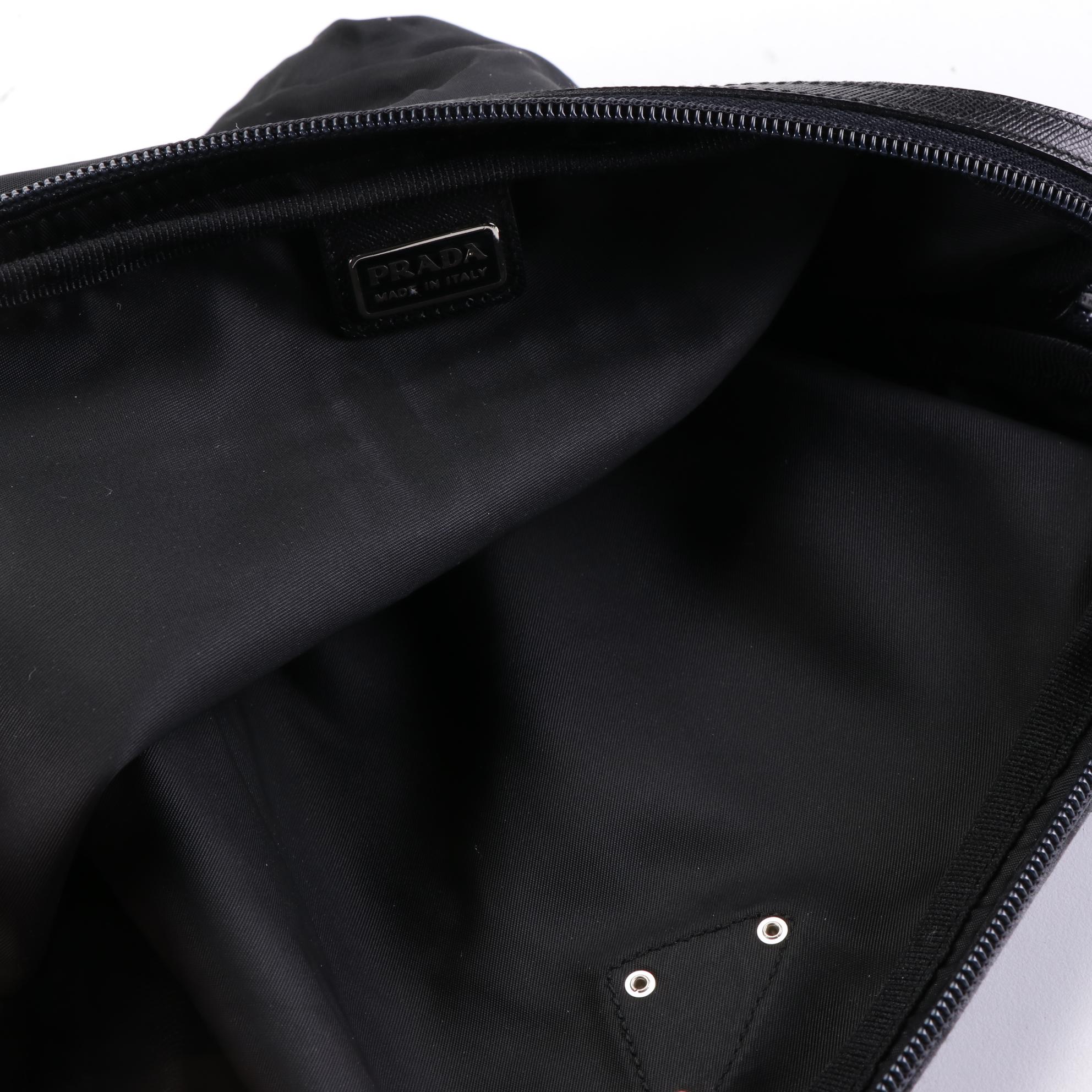Prada Nylon Tessuto Pouch with Leather Trim