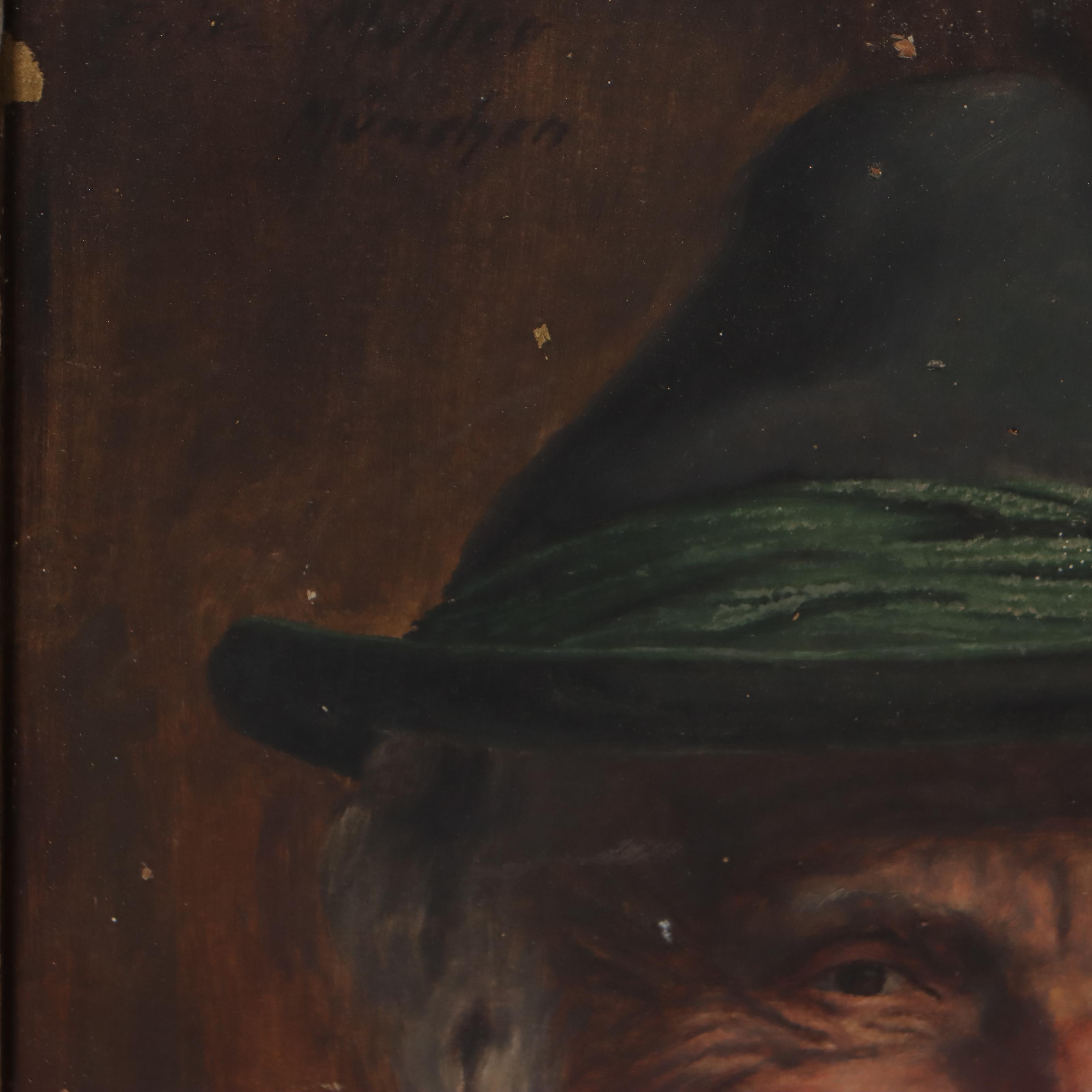 Fritz Müller Bavarian Portrait Oil Painting of Man Smoking Pipe