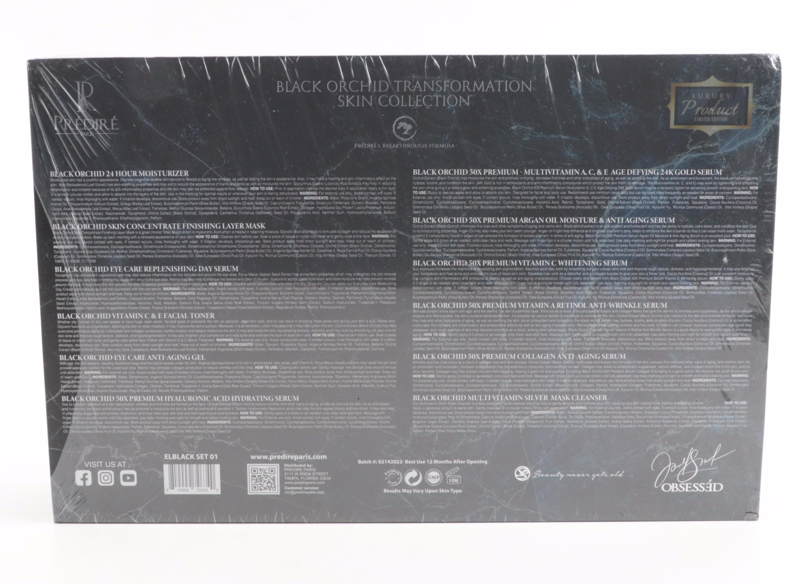 Prédiré Paris Prestige Skin Care Gold Masks and Black Orchid Skin Collection