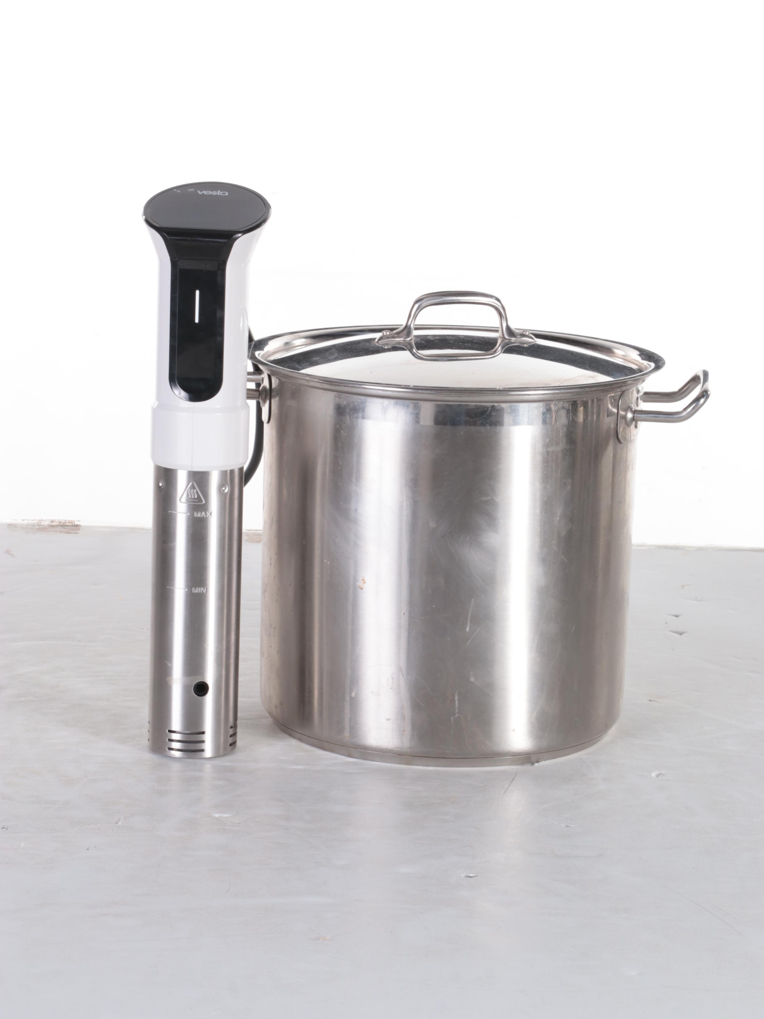 Vesta Immersion Circulator with Other Stainless Steel Cookware