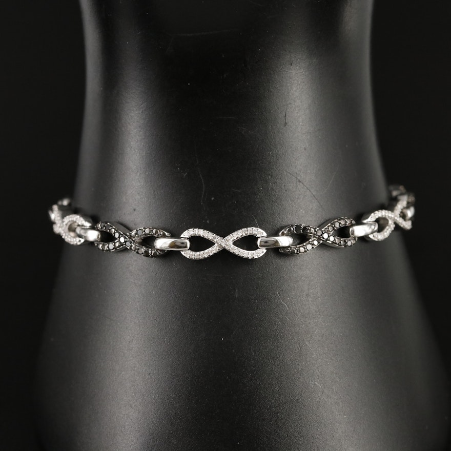 Sterling and Diamond Infinity Link Bolo Bracelet