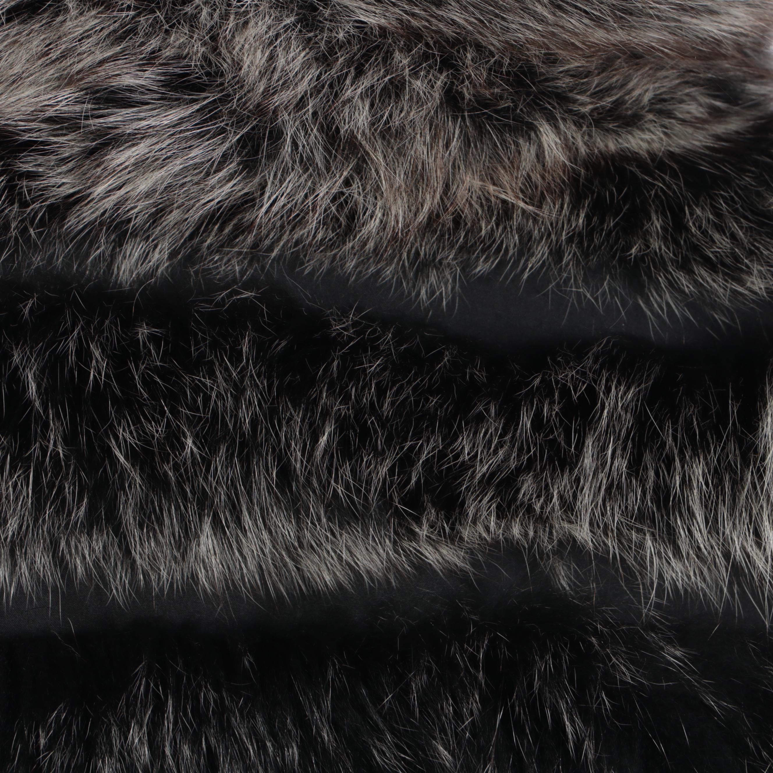 Diana Rosh Couture Reversible Blue Fox Fur and Silk Coat