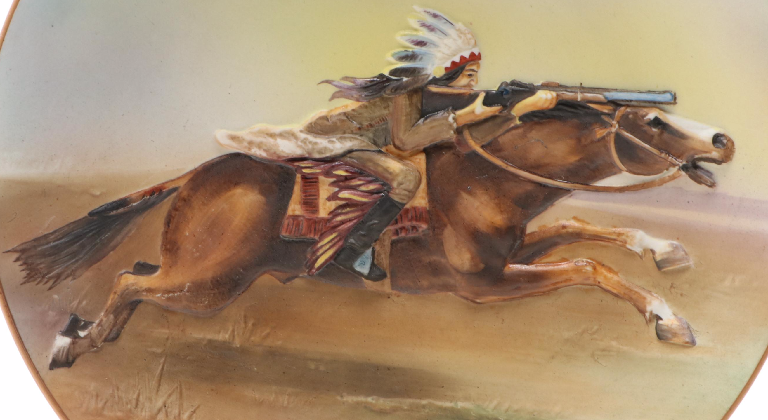 Nippon Porcelain Native American Themed Decorative Plate, Early 20th Century