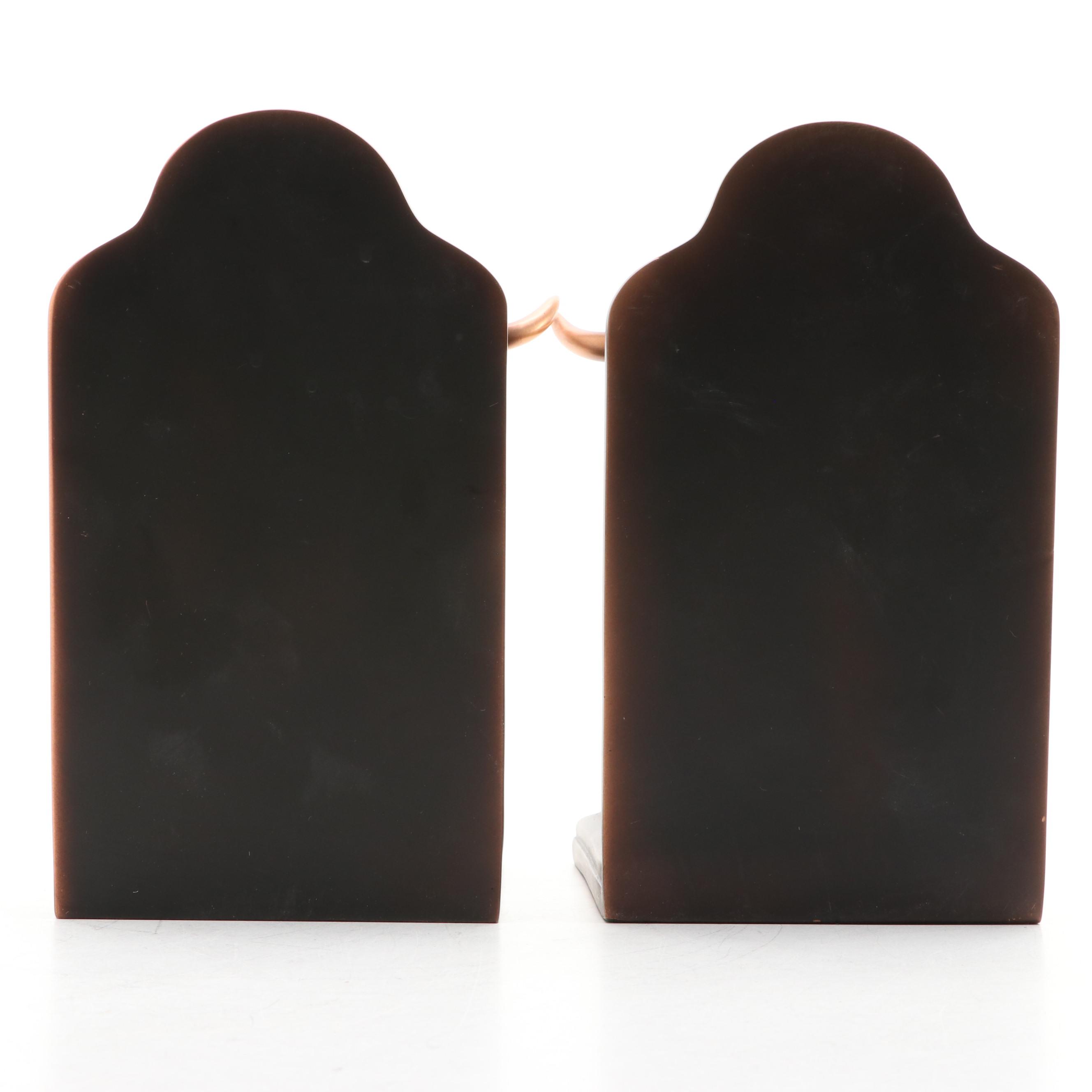 Bronzed Metal Bull Head Bookends