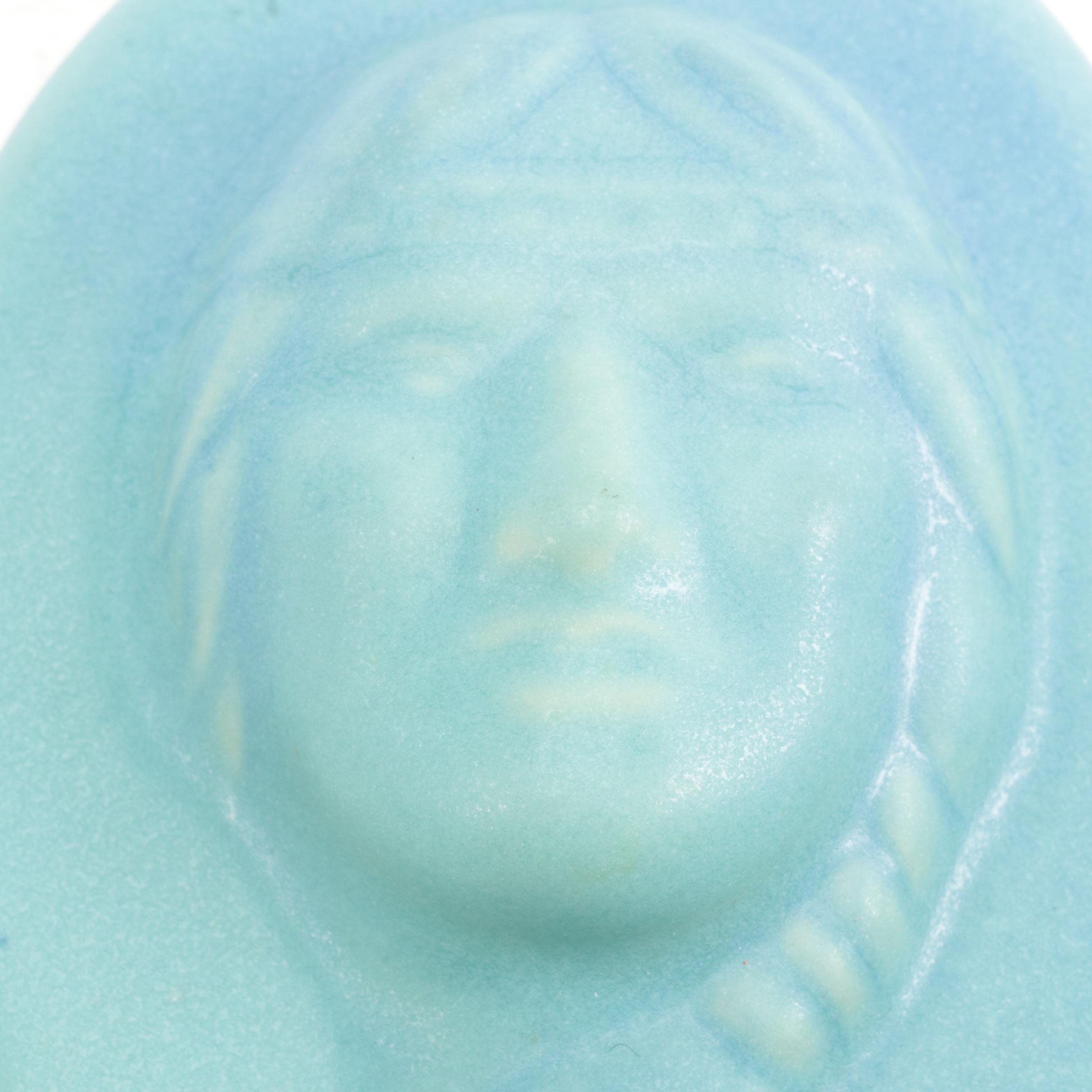 Van Briggle Pottery Blue Matte Glaze Native American Portrait Wall Plaques