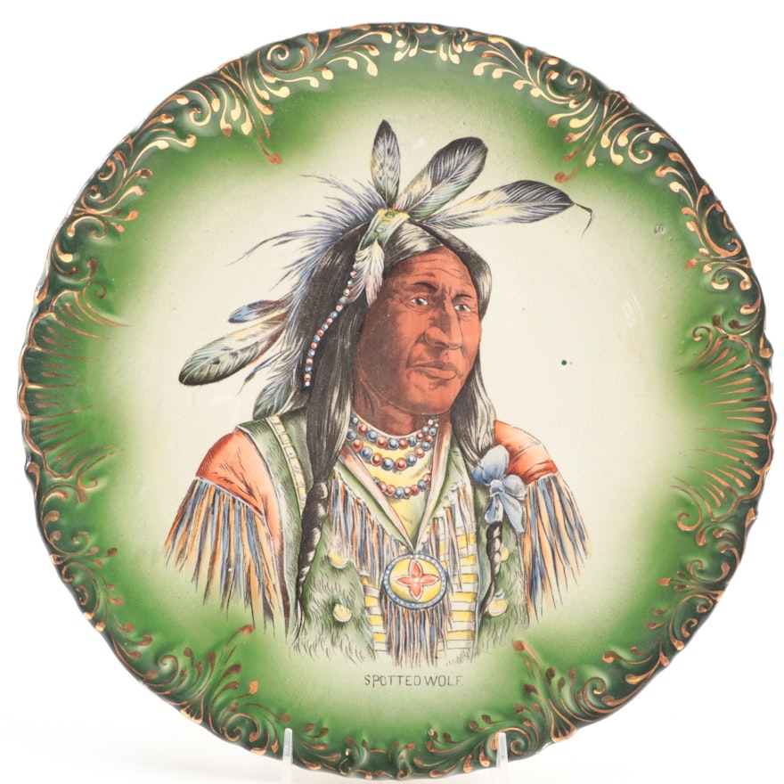 David Francis Haynes "Spotted Wolf" Ceramic Cabinet Plate, Early 20th Century