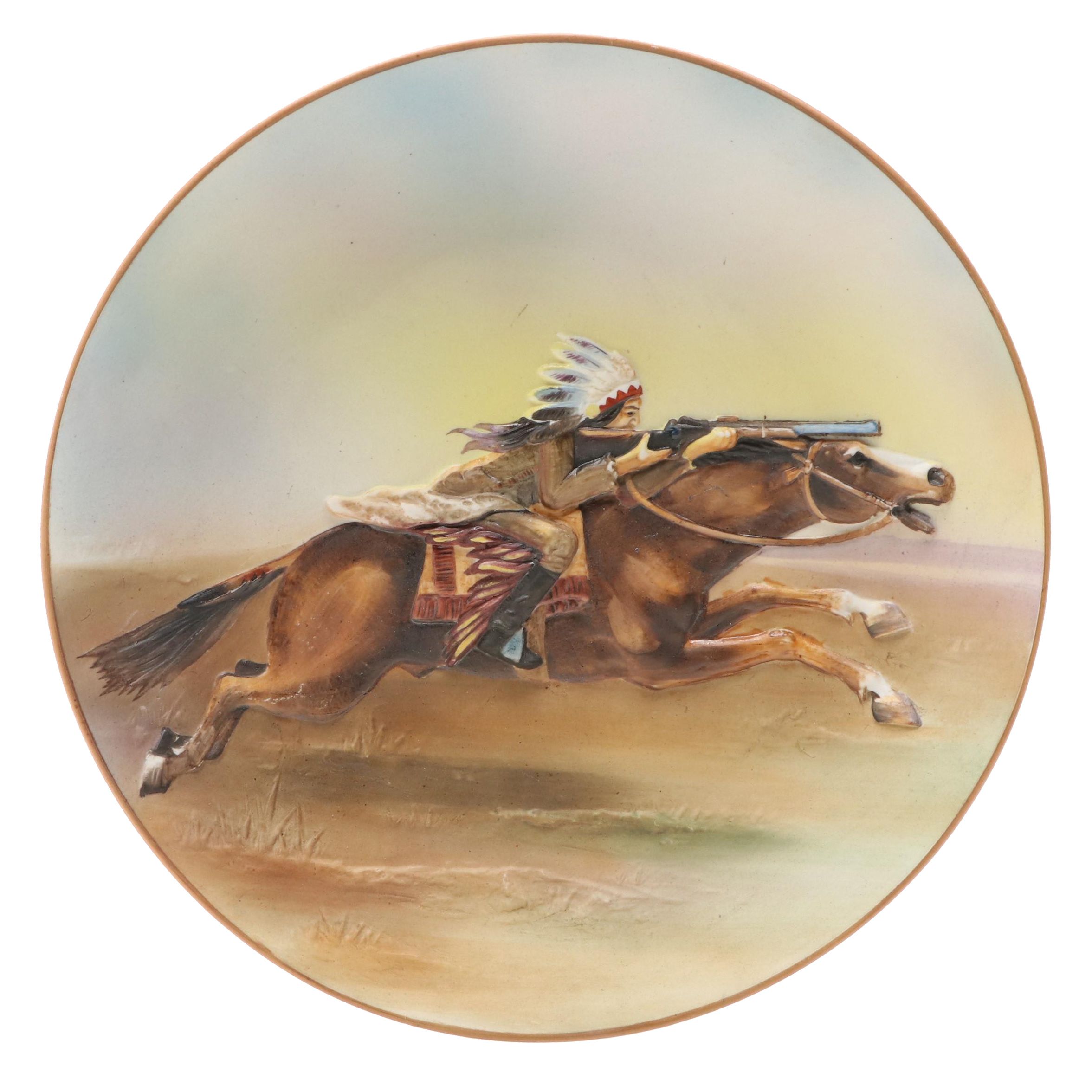 Nippon Porcelain Native American Themed Decorative Plate, Early 20th Century