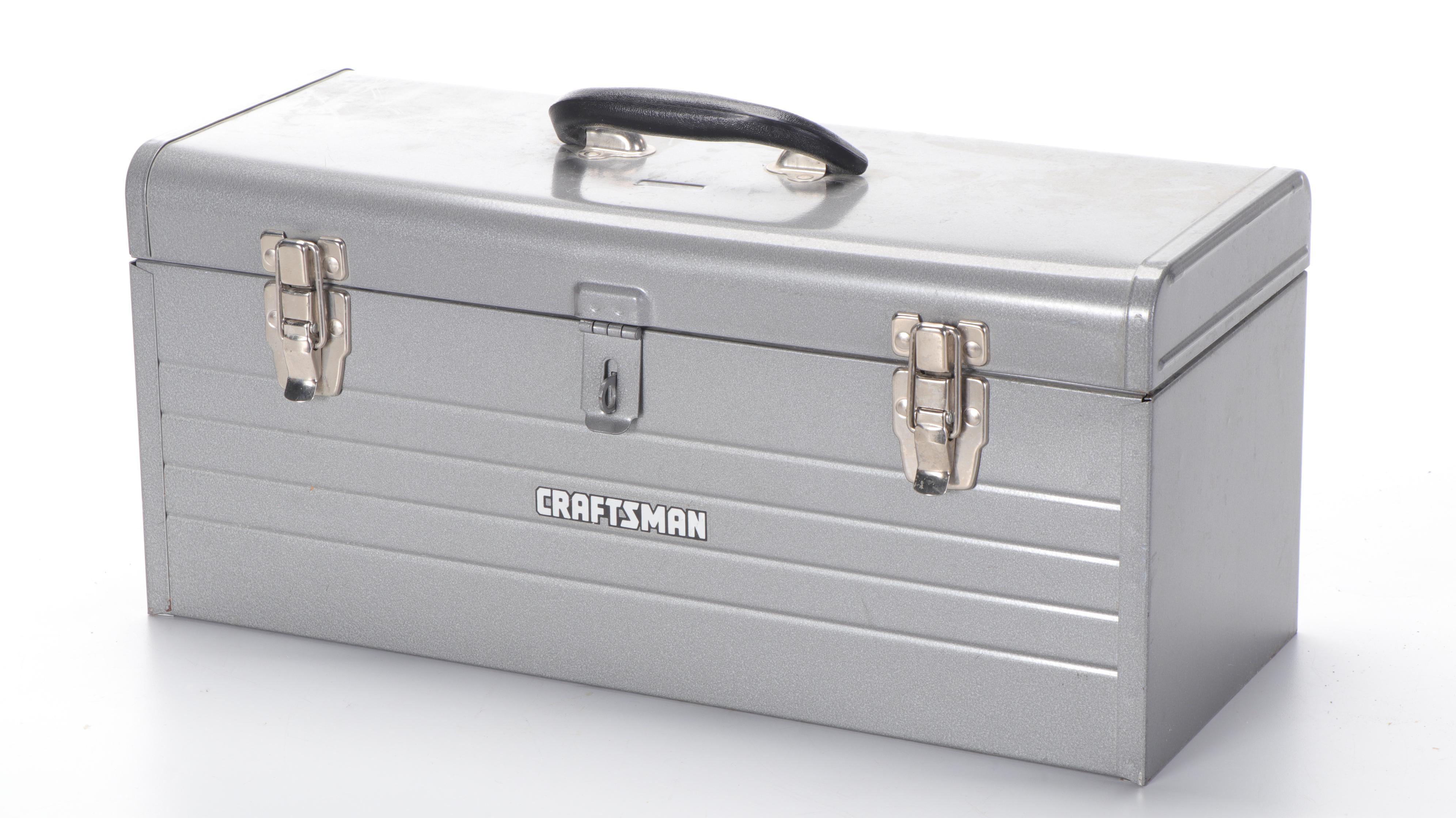 Craftsman Metal Toolbox with Makita, Stanley and Other Hand Tools