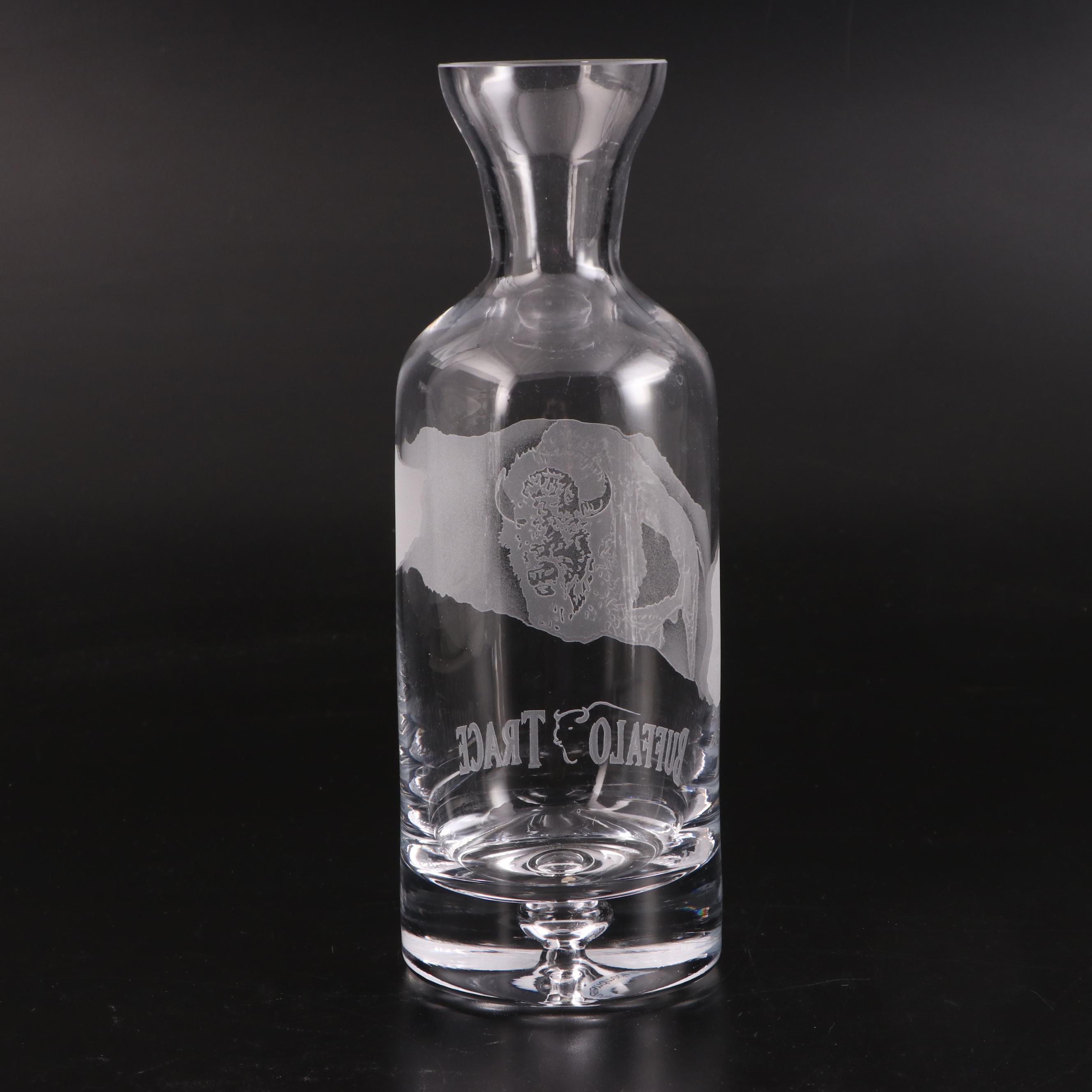 Acid Etched Buffalo Trace Glass Decanter and Old Fashioned Glass