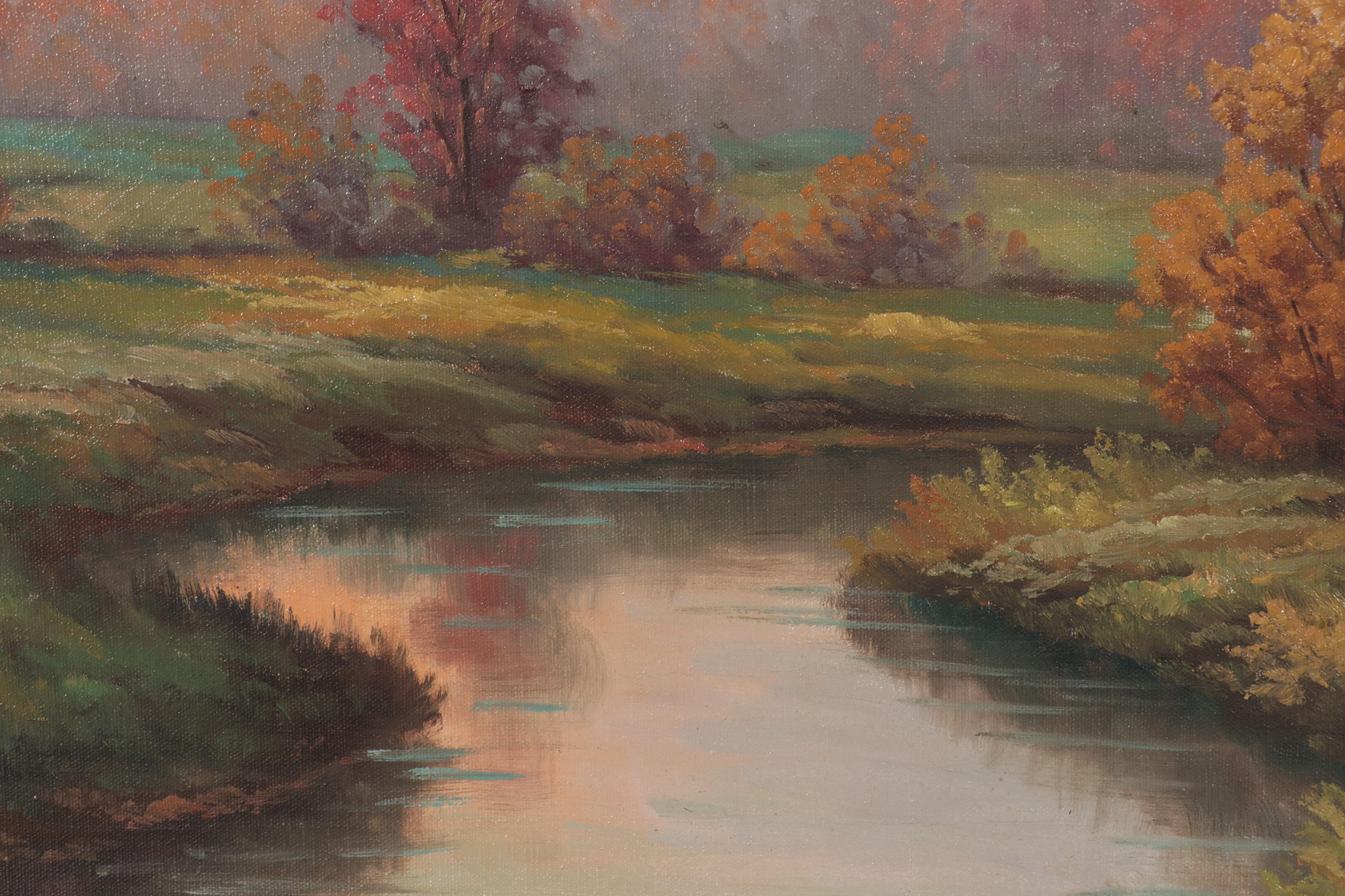 Oil Painting of River Landscape